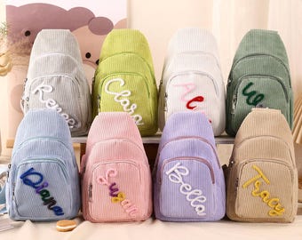 Custom Toddler Name Purse, Soft Corduroy Mini Sling Bag, Christmas Gift for Boys & Girls
