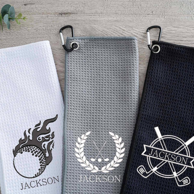 Personalized Embroidered Golf Towel, Monogrammed Golf Towel, Fathers Day Golf Gift, Custom Golf Towel