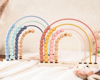 Personlaized Baby Rainbow Abacus, Baby Wooden Abacus, Baby Shower Gifts,Birthday Gifts,Nursery Decor,Toddler Educational Toys,Counting Tool