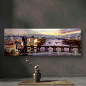 Prague Bridges, Czech Republic, Print of Original Watercolor Painting, Geclee Print, Art Canvas, Premium Poster, Travel Gift