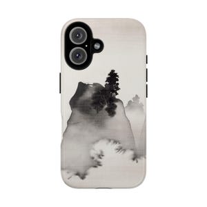 Mountain Landscape Phone Case - Artistic Tough Cases, Unique Phone Sleeve, Nature Lover Gift, Black and White Design, Eco-Friendly Case