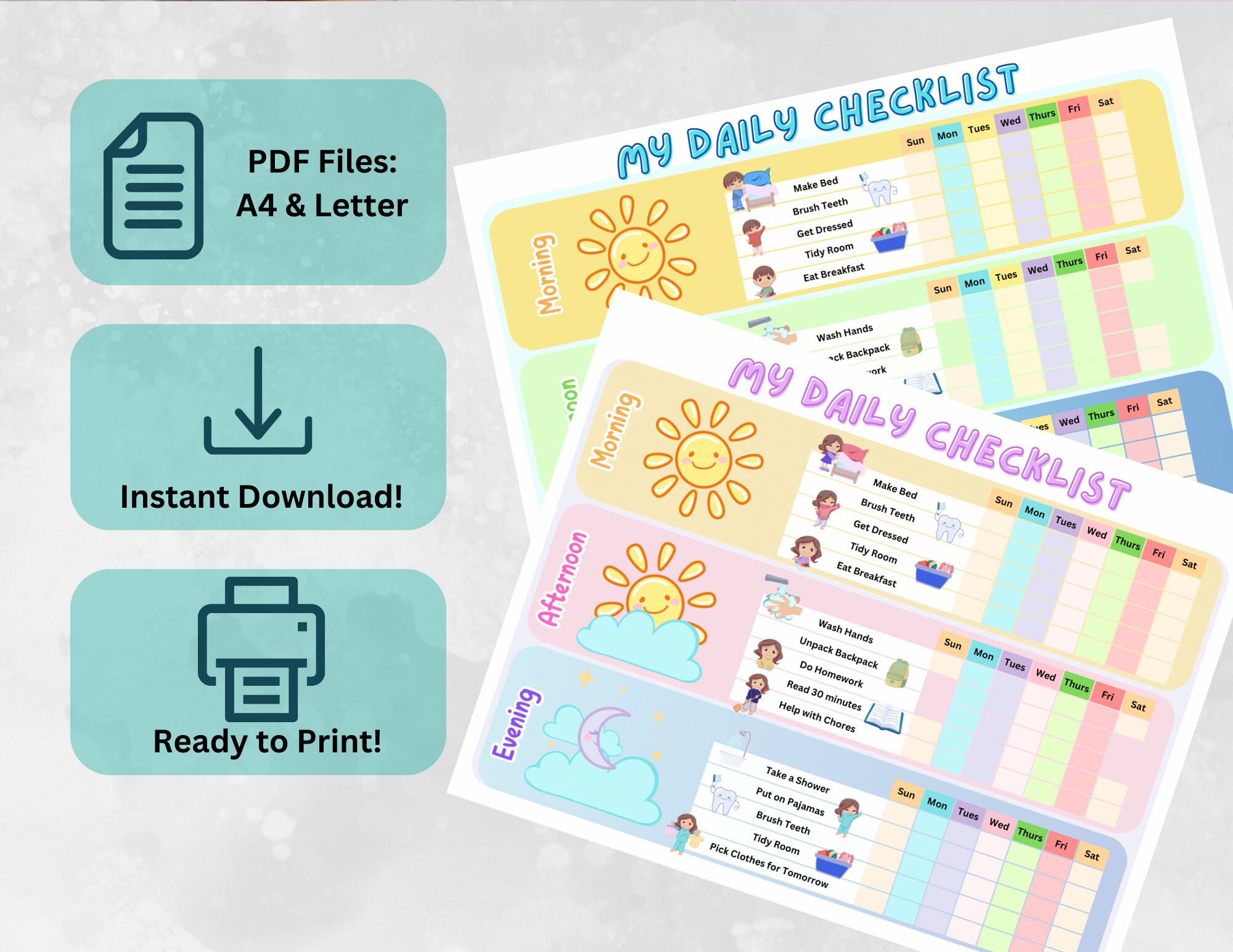 Editable Daily Chore Chart Daily Checklist for Kids, Kids Daily Routine ...