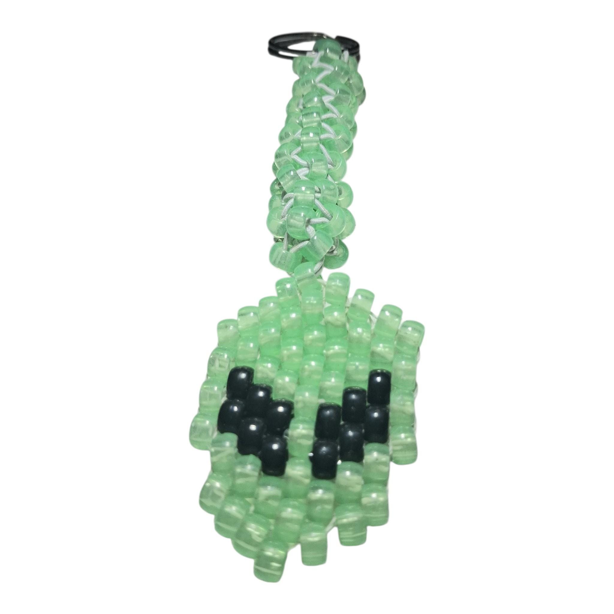 Glow-n-Dark Alien Face Beaded Keychain, Car Keys, House keys, Dress up your Backback or Purses,