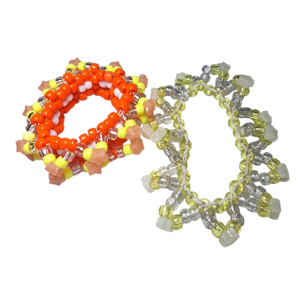 Lot of 3 Spinning Star Spiked Kandi Cuff - Glow in the Dark Mini Rotator image 2