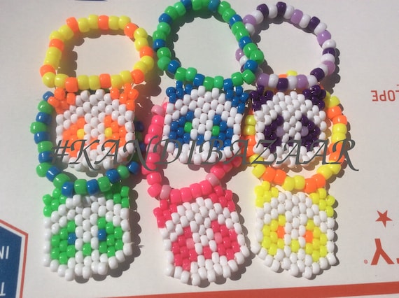 Panda Kandi Bracelet Set: Neon Pony Bead Rave Cuffs