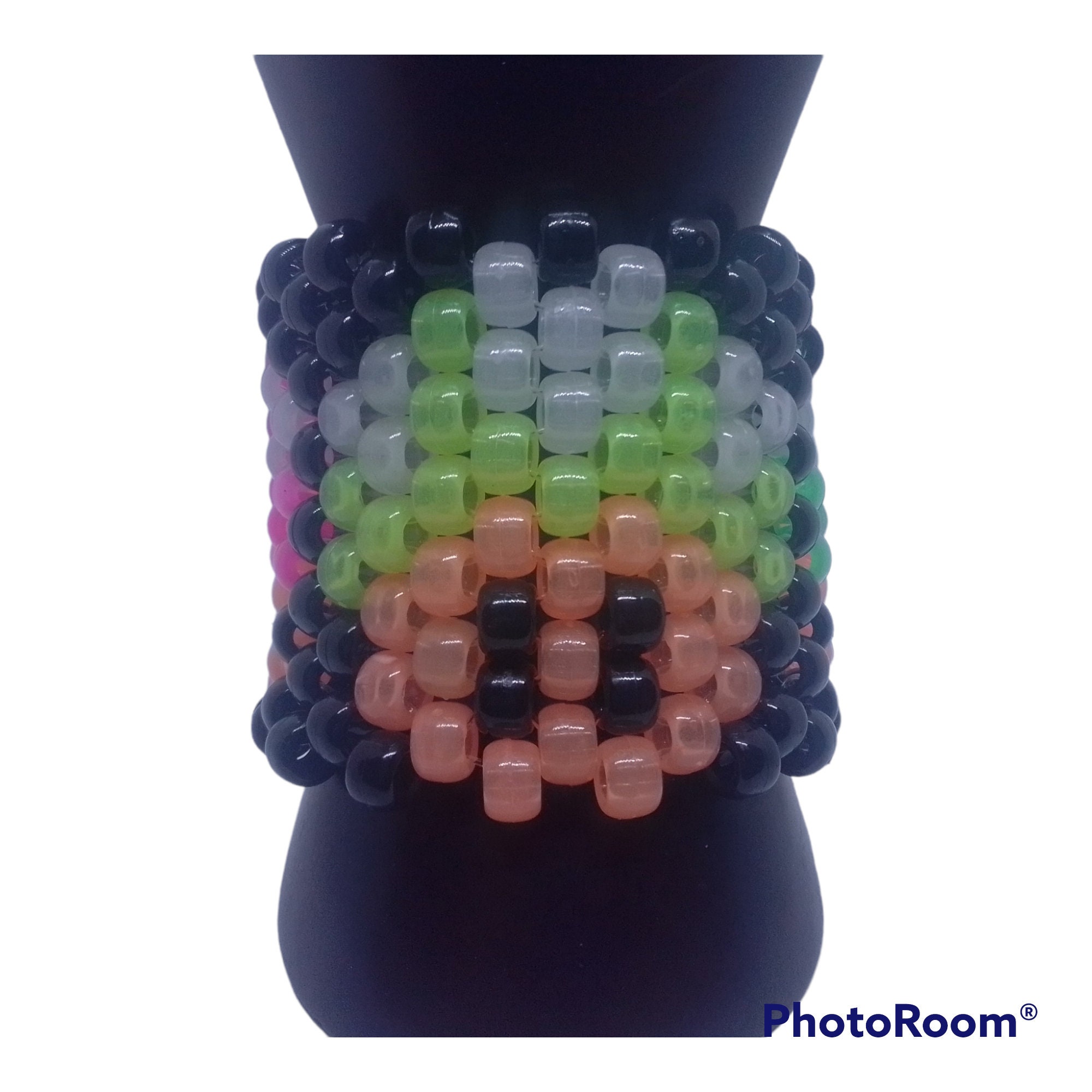 Glow in the Dark Mario Mushroom Kandi Cuff Bracelet image 2