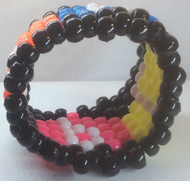 Kandi Cuff Rave Bracelet PLUR in Neon Hearts Stretchy String Etsy