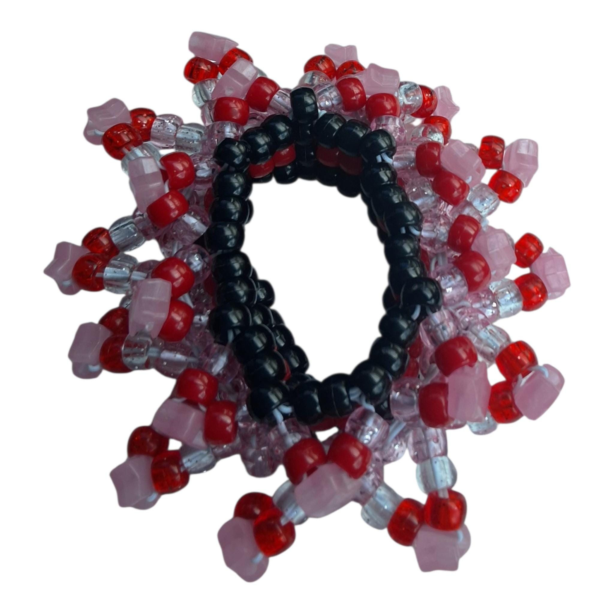 Mini Rotator Spikey Kandi Cuff - Glow-n-Dark Stars on end- handmade-to-order image 6