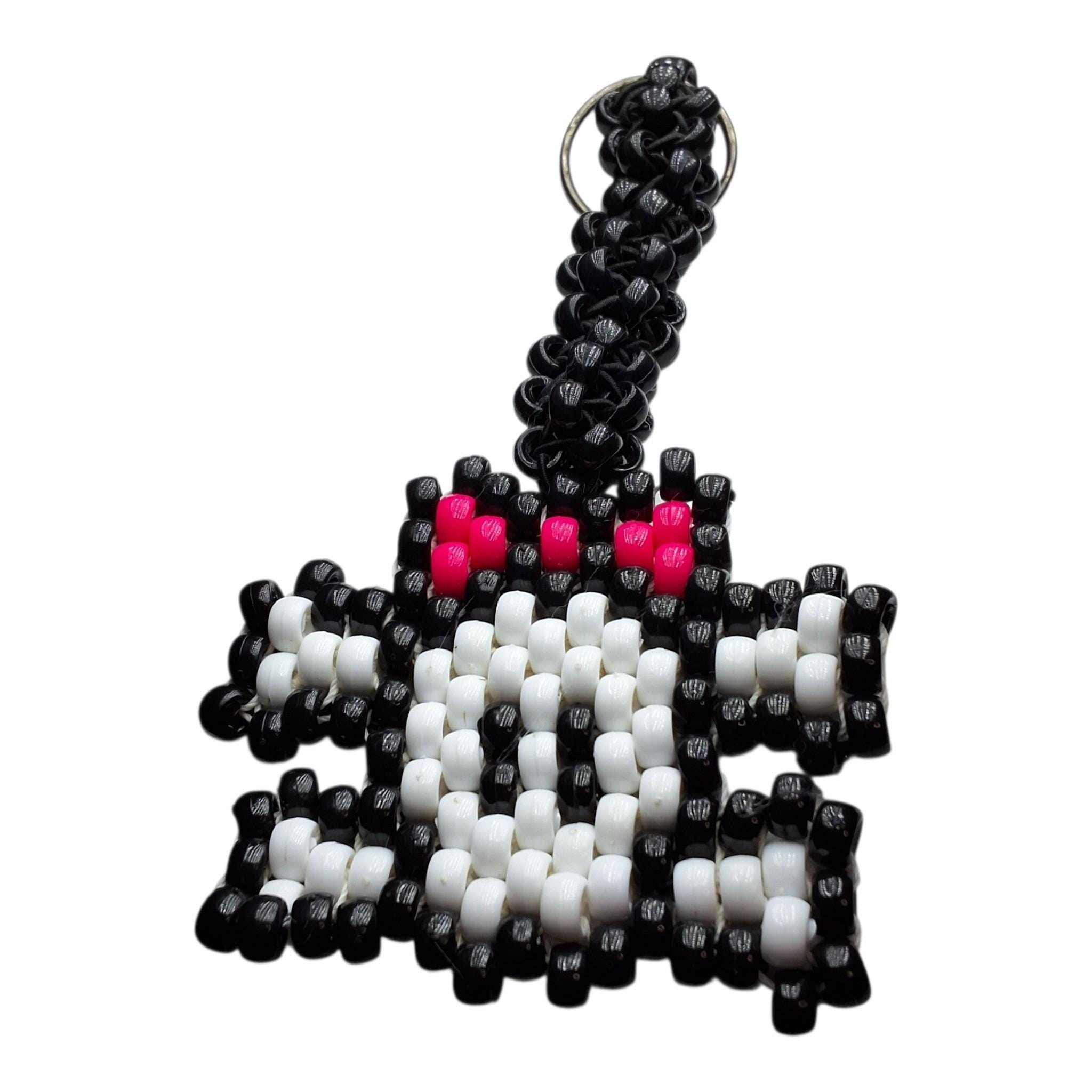 Skull and Bones Beaded Keychain, Car Keys, House keys, Dress up your Backback or Purses