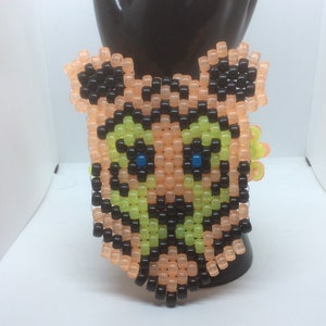 Nocturnal Wonderland Inspired Kandi Cuff - Neon Tiger Beaded Bracelet - Rave Accessories