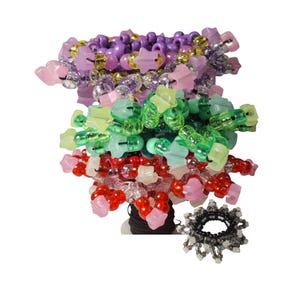 Lot of 3 Rotator Glow-n-Dark Star Spiked Kandi  Cuff - Red-Green-Purple, With Surprise Black