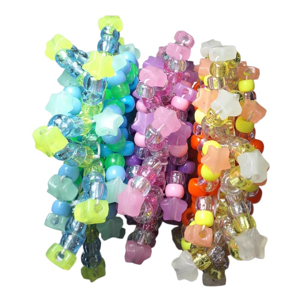 Lot of 3 Spinning Star Spiked Kandi Cuff – Glow in the Dark Mini Rotator