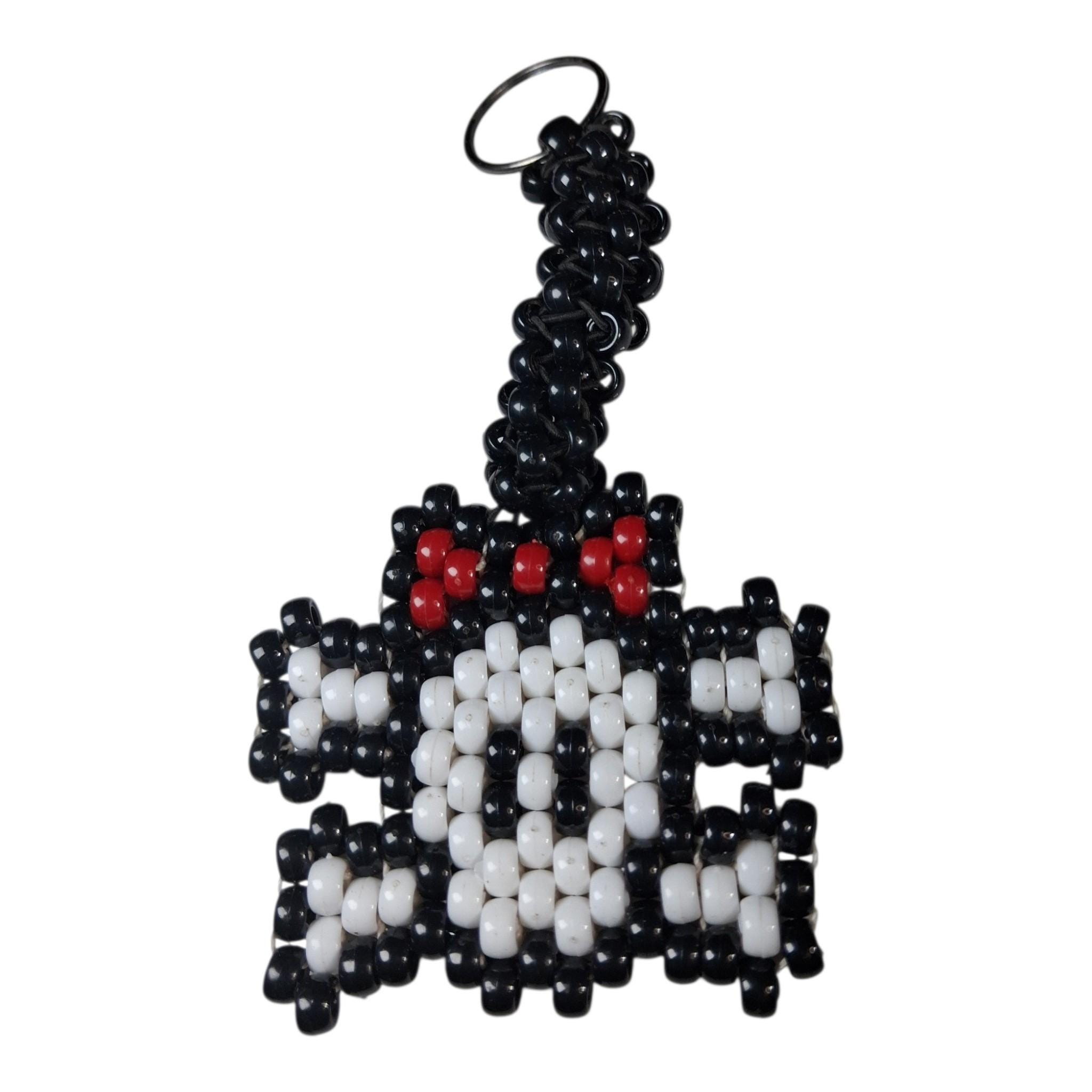 Skull and Bones Beaded Keychain, Car Keys, House keys, Dress up your Backback or Purses image 3
