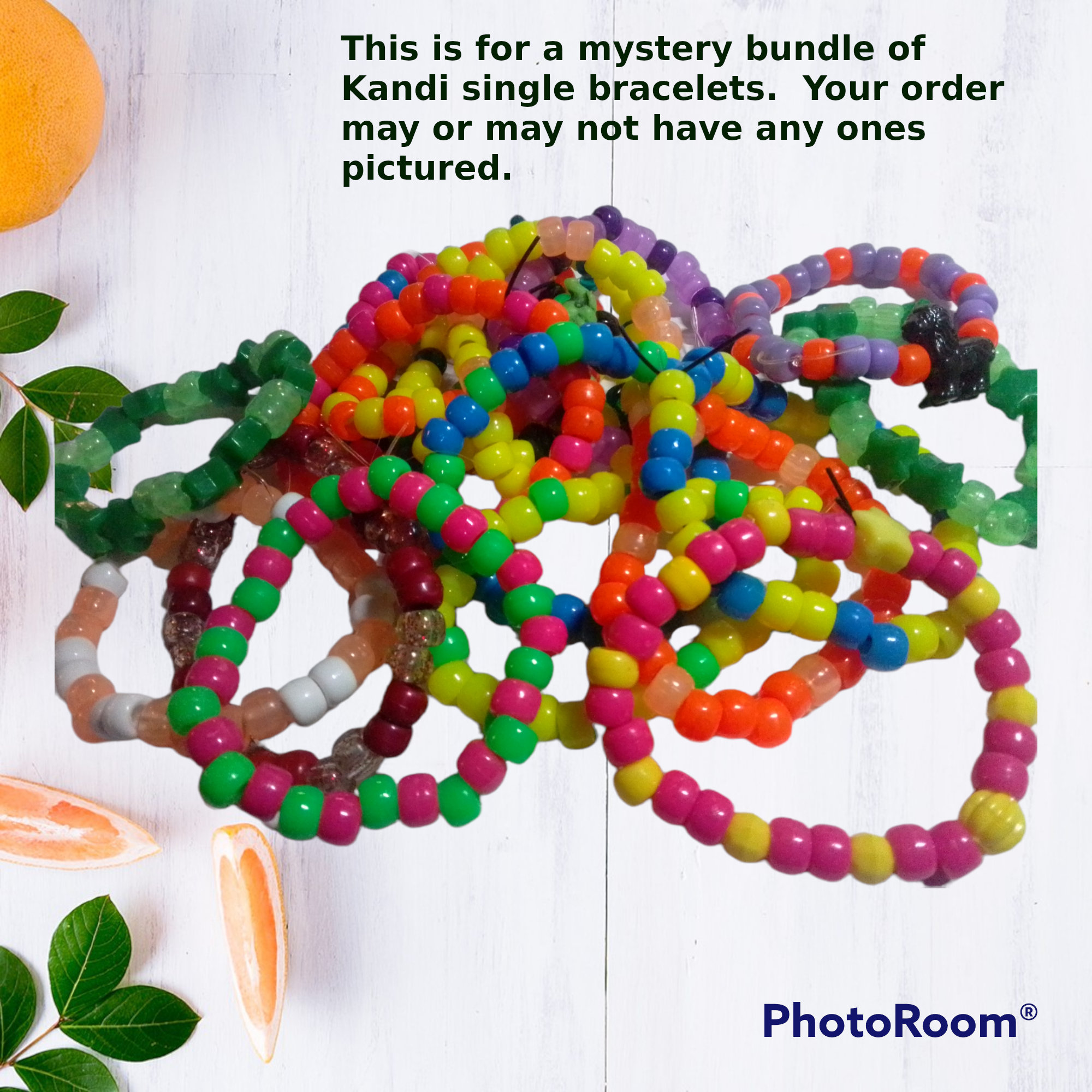 50 Mystery Kandi Bracelets with Pony Beads, Stars, Hearts, Animals