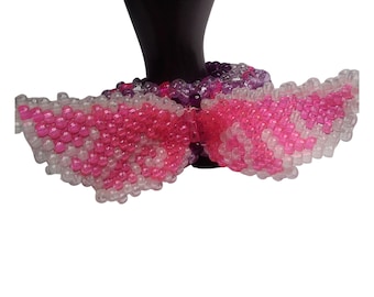 Alas rosas brillantes en puños Kandi 3d-Pulsera Kawaii Fairy Kei-Pulsera con cuentas de amistad