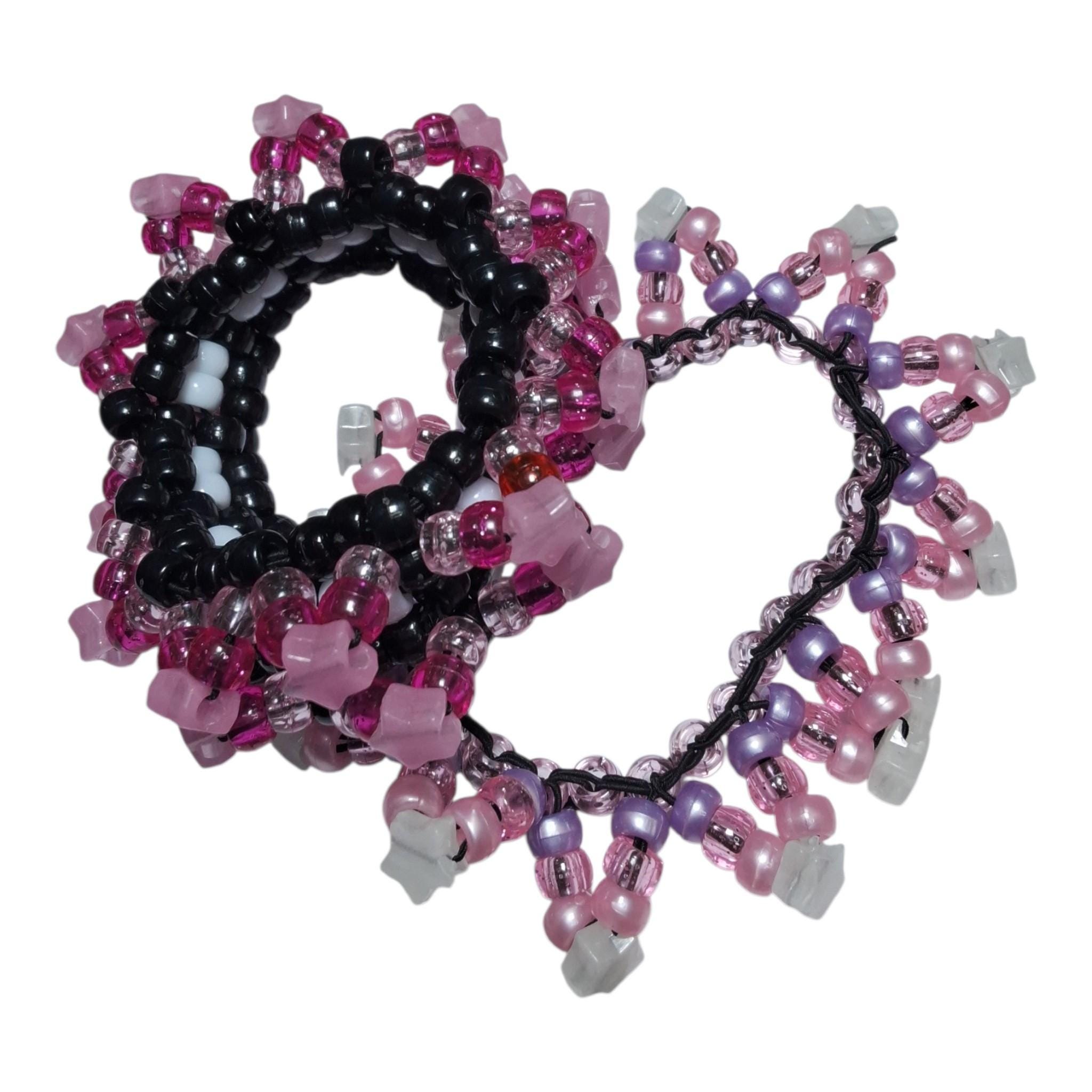 Mini Rotator Spikey Kandi Cuff - Glow-n-Dark Stars on end- handmade-to-order image 9