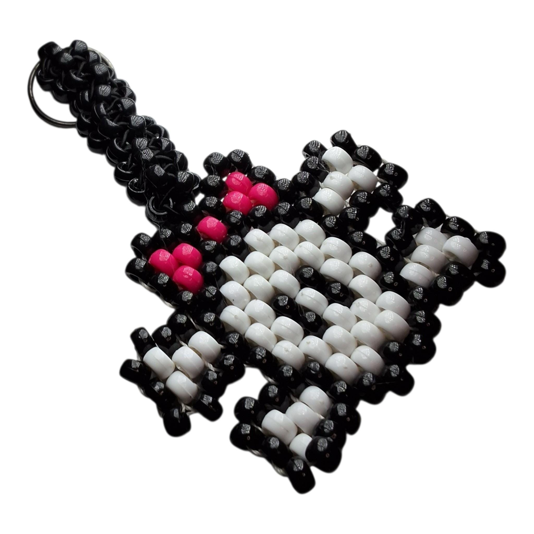 Skull and Bones Beaded Keychain, Car Keys, House keys, Dress up your Backback or Purses image 2