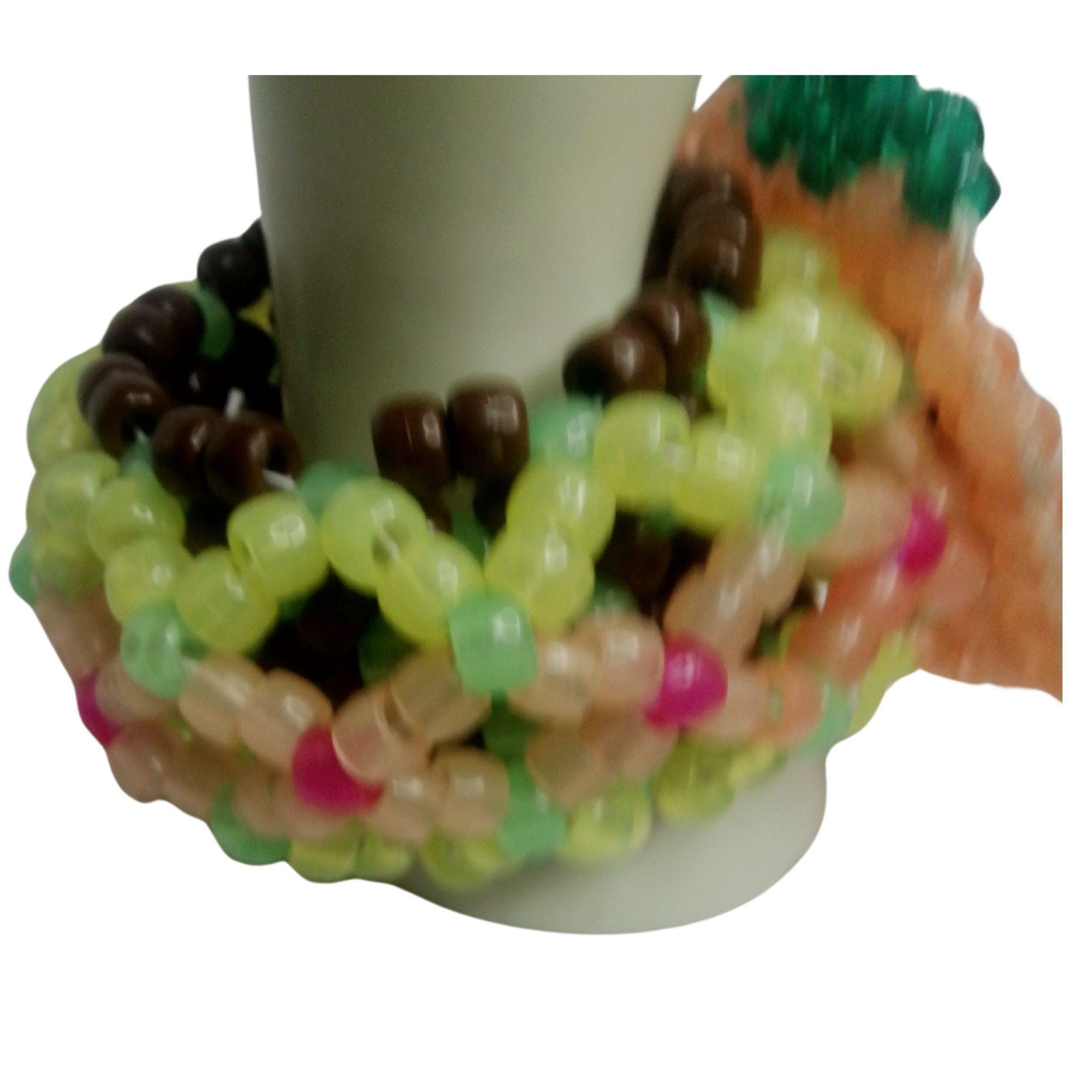 Glow-n-Dark Orange Pumpkin  On a Glow Kandi Cuff EDM Stretchy Bracelet image 2