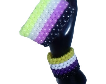 Manchettes Kandi Pride non binaires – Ensemble de bracelets phosphorescents et néon, équipement rave