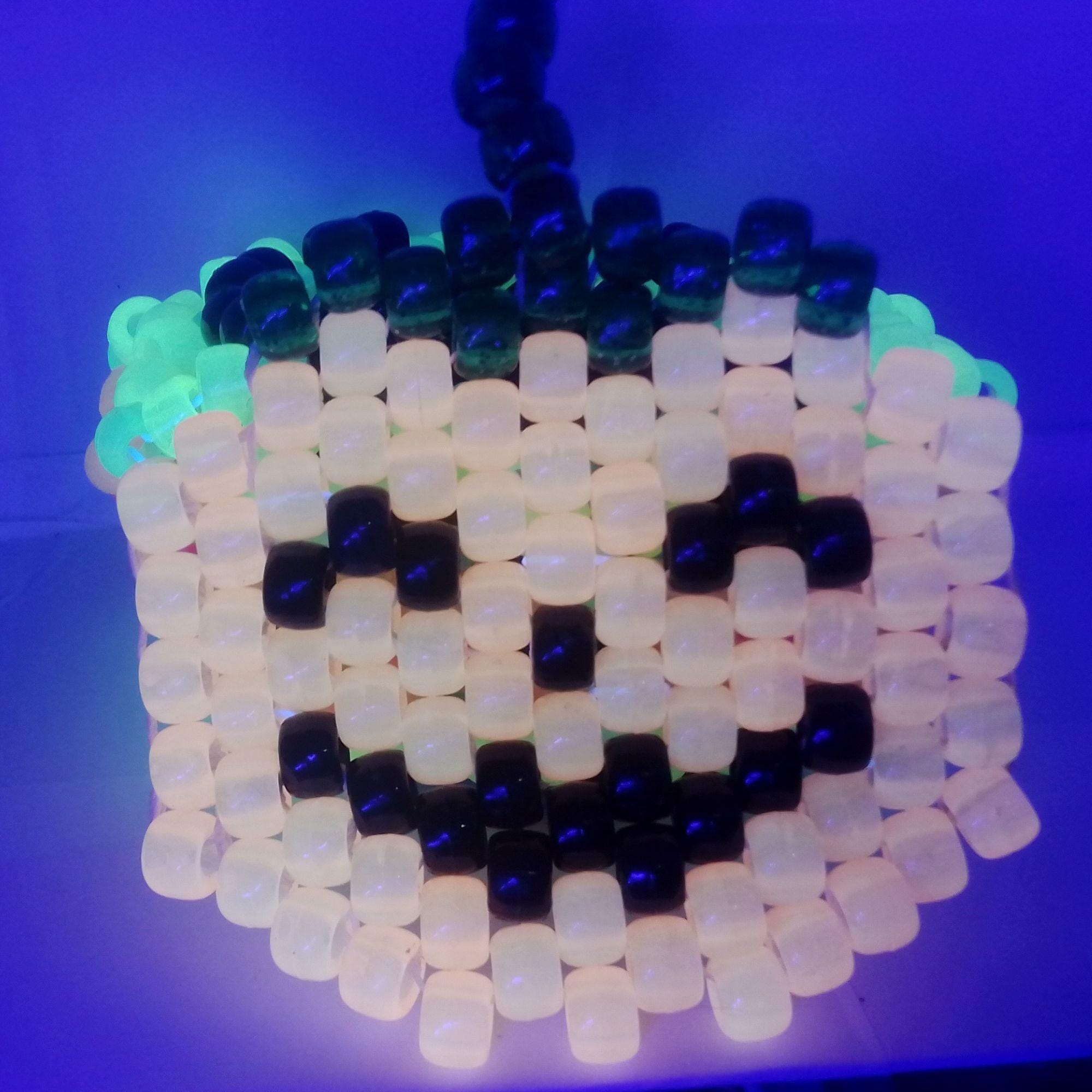 Glow-n-Dark Orange Pumpkin  On a Glow Kandi Cuff EDM Stretchy Bracelet image 3