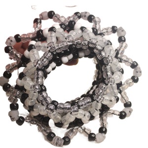 3d Black and White Mandela Kandi Cuff- Glow N Dark Skulls-Handmade Friendship Bracelets, Gothic Starburst Kandi Bracelet