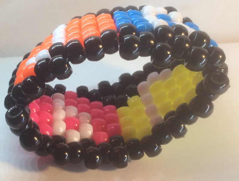 Kandi Cuff Rave Bracelet PLUR in Neon Hearts Stretchy String Etsy