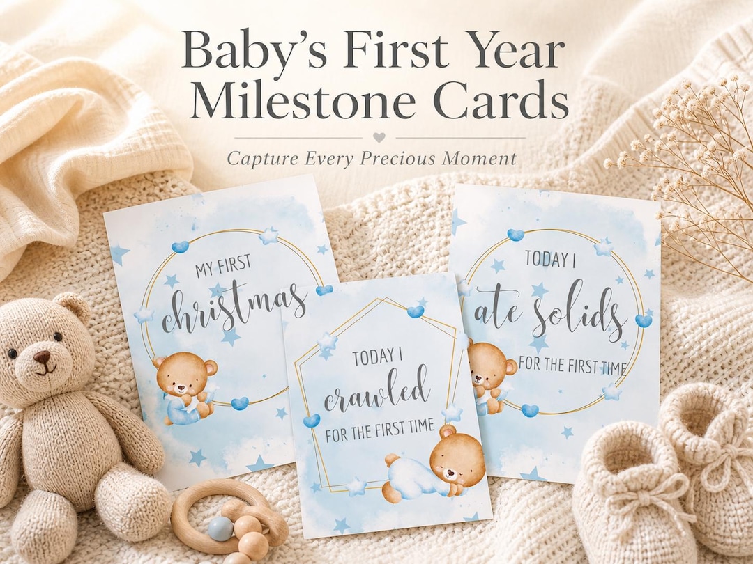 Baby Boy Milestone Cards Printable | Pastel Blue Baby Milestone ...