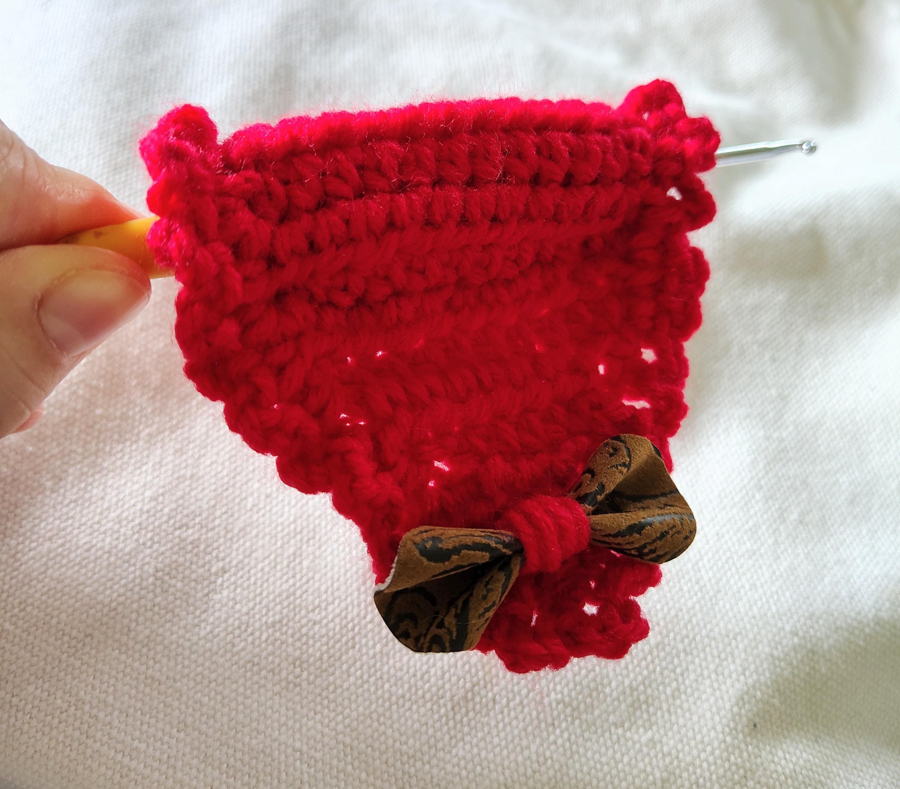Dog Collar Handkerchief Accessory, Pet Neck Accessories, Bow Tie Bandana, Dog Mom Gift Idea, Pet Holiday Wear, Hand Crocheted, Pink and Red - Thumbnail 5