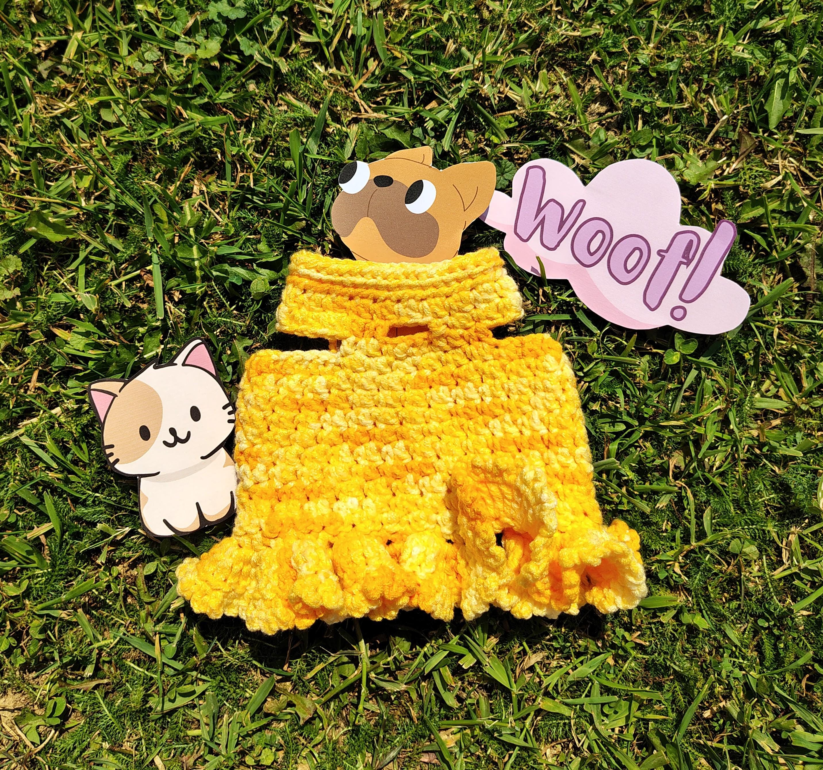 XS Dog Sweater, Small Dog Clothes, Pet Fashion, Gift Idea for Dog, Tiny Dog Clothing, Toy Dog Dress, Yellow Dog Sweater