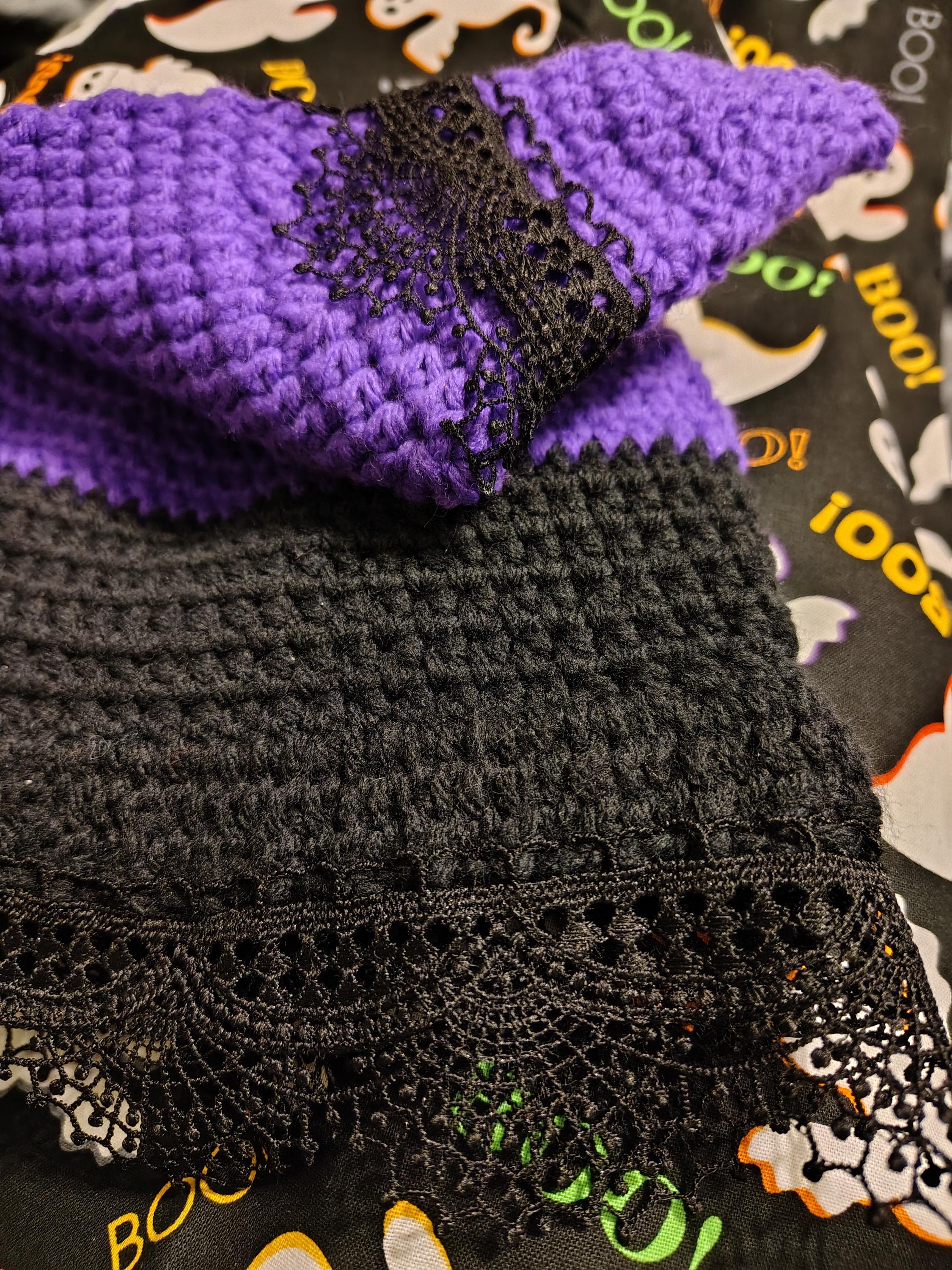 Witchy Hat, Yarn & Lace Witch Hat, Witchcraft Attire, Gift for Witches - Thumbnail 3