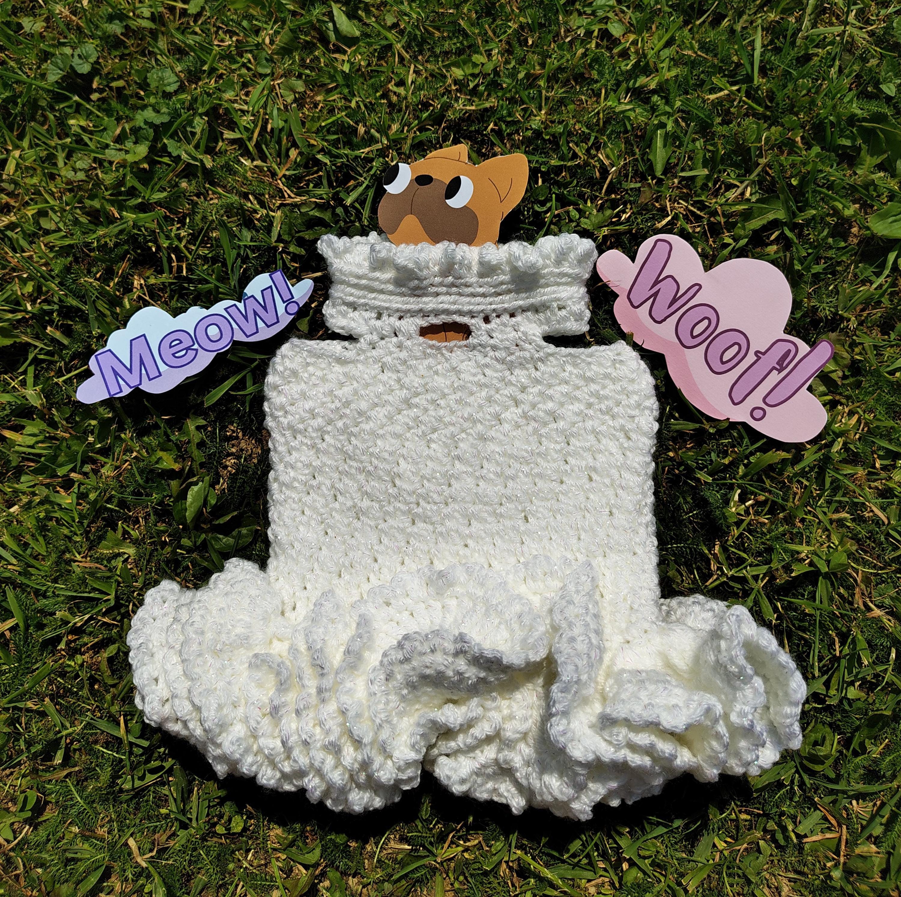 Dog Sweater Dress, Gift for Dog Owner,  Dog Wedding Attire, Pet Clothing, Boutique Dog Outfit, White Glitter Small Dog Dress
