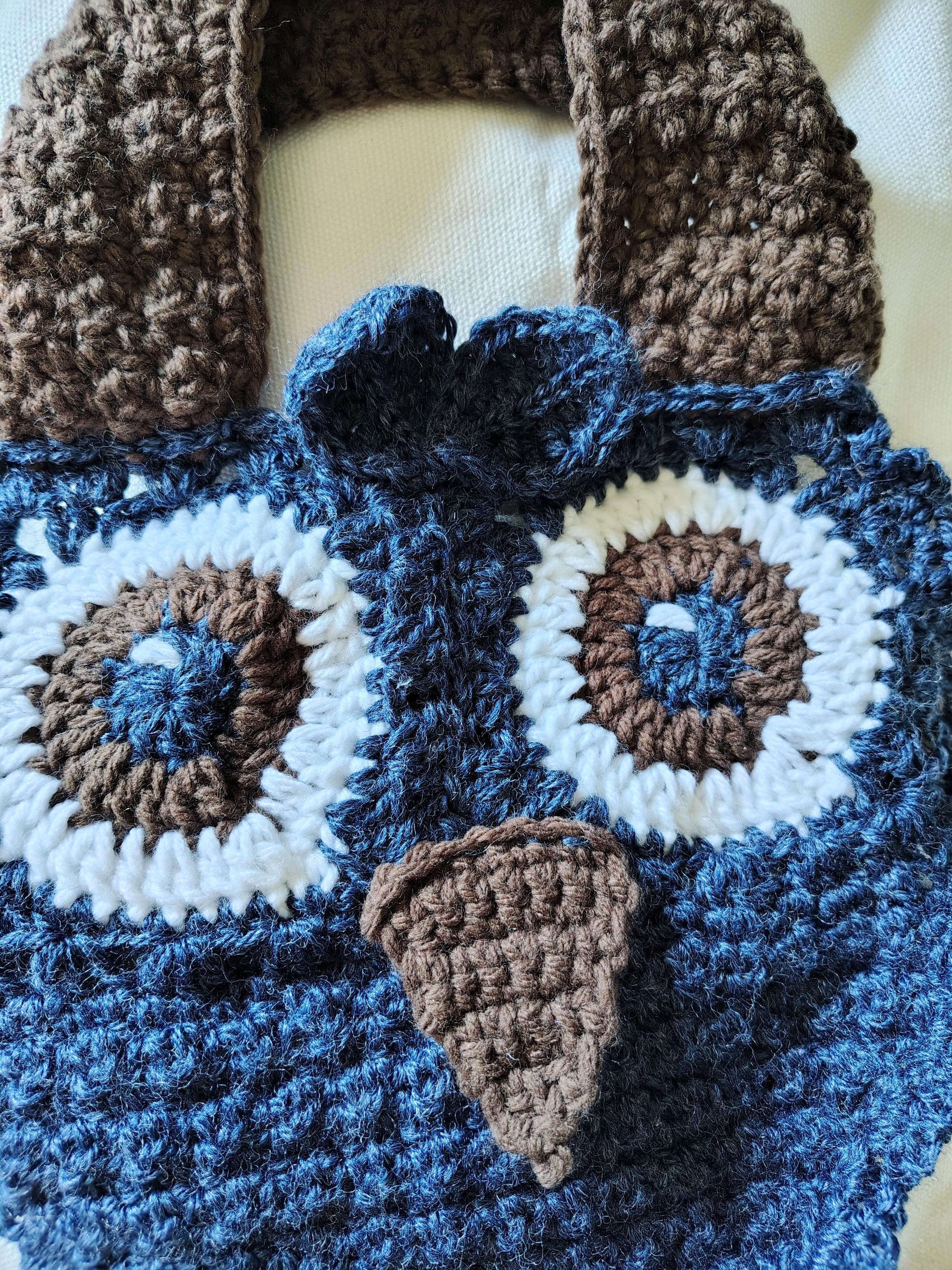 Small Owl Dog Sweater Shirt, Pet Clothing, Dog Clothes, Slip on Dog Vest, Pet Gift Idea, Blue and Brown Dog Shirt, Amigirumi Pet Fashion - Thumbnail 4