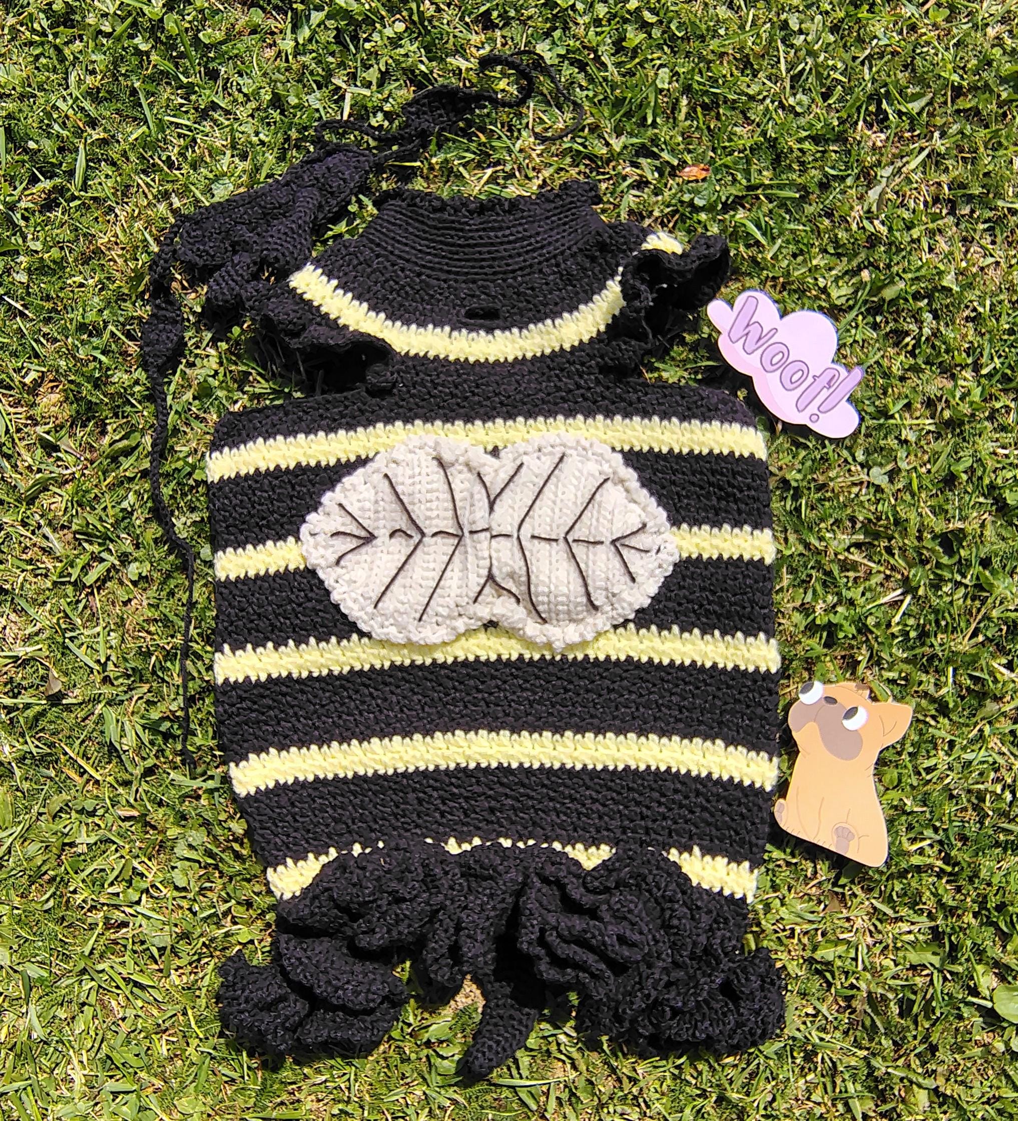 M Dog Sweater, Bee Dog Costume, Halloween Pet Costumes, Medium Dog Outfit, Set of 2, Boutique Dog Clothing