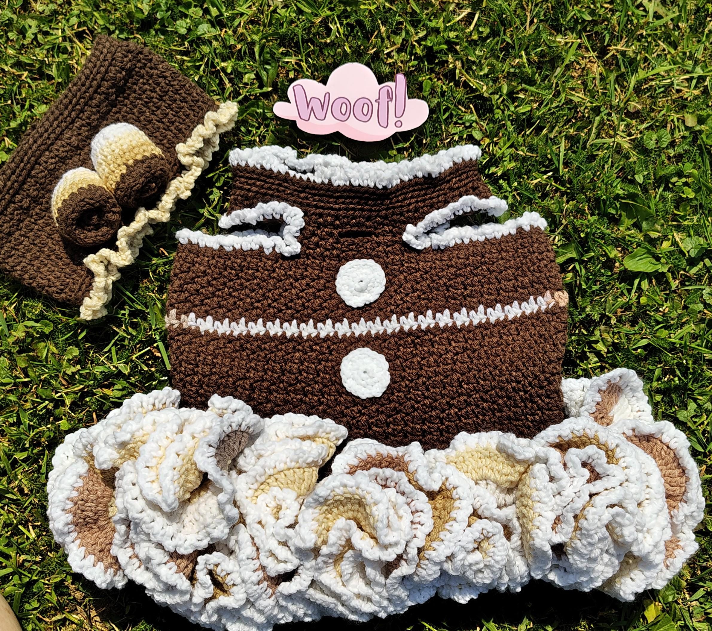 Gingerbread Dog Sweater Dress, Holiday Dog Fashion, Pet Costume, Marshmallow Dog Hood, Boutique Dog Outfit, Set of 2
