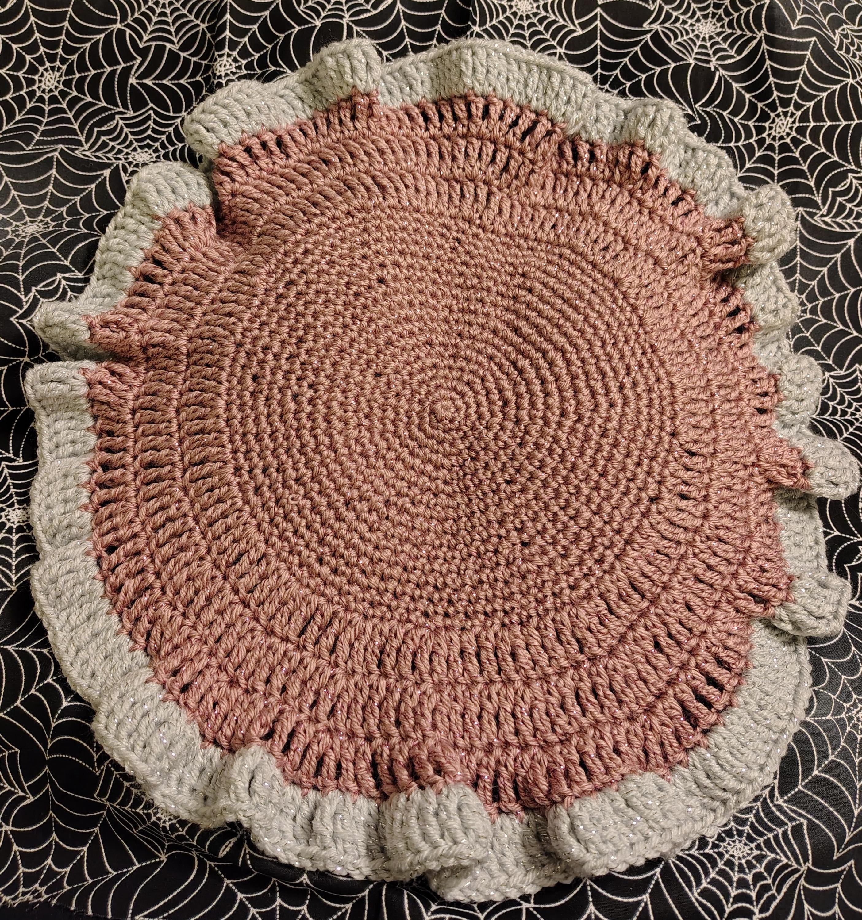 Handmade Crochet Altar Cloth | Witchcraft Decor | Pagan Wiccan Altar Accessory | Pink & Silver