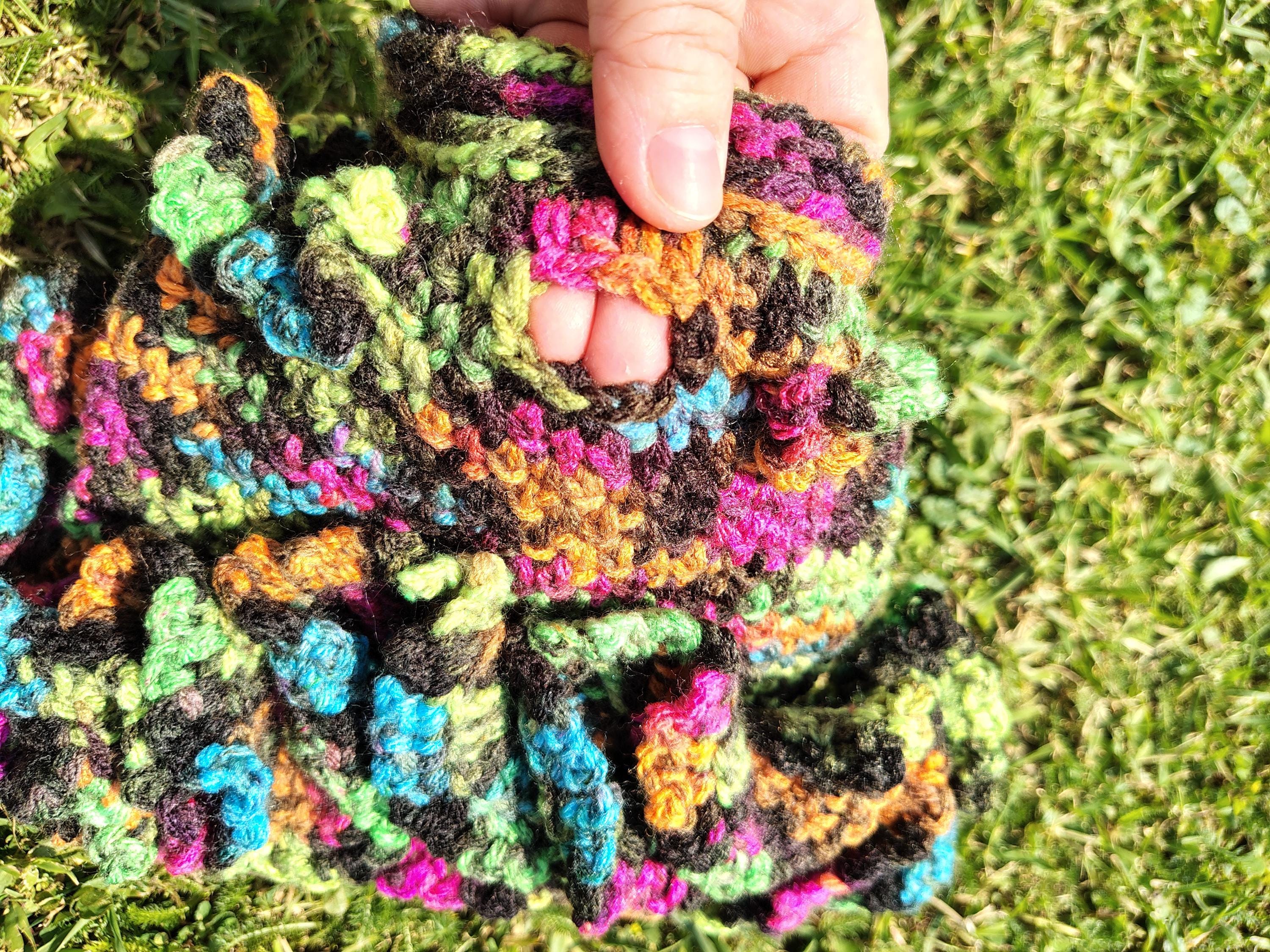 XS Dog Sweater Dress, Pet Clothes, Gift Idea for Dog Owner, Colorful Camo Ruffled Dog Outfit, Full Skirt Crochet Pet Dress - Thumbnail 4