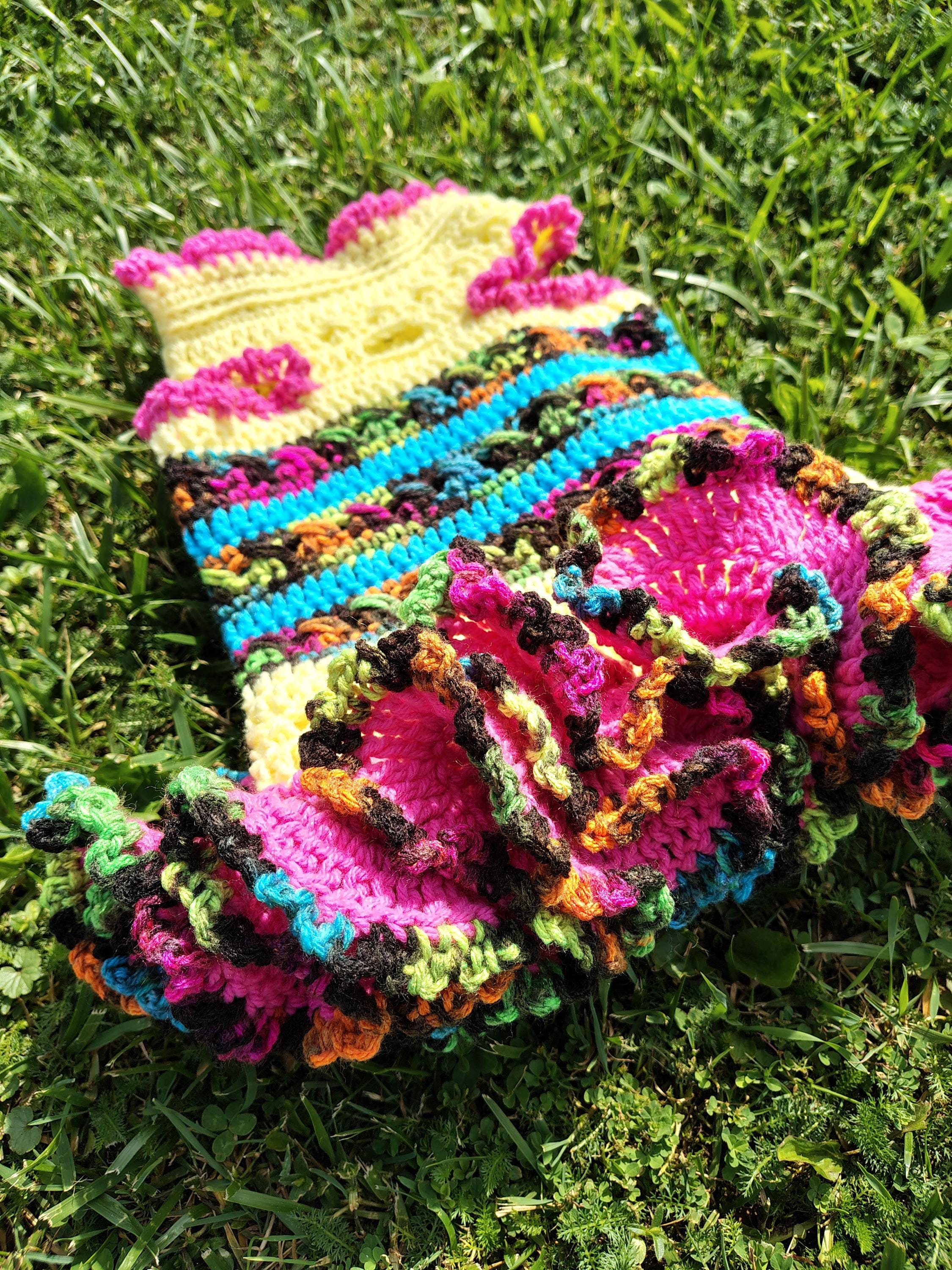 M Neon Camo Medium Dog Dress with Leash Hole, Ruffled Dog Sweater, Brightly Colored Camo Pet Costume, Dog Gift Idea, Cute Pet Lover Gift - Thumbnail 3