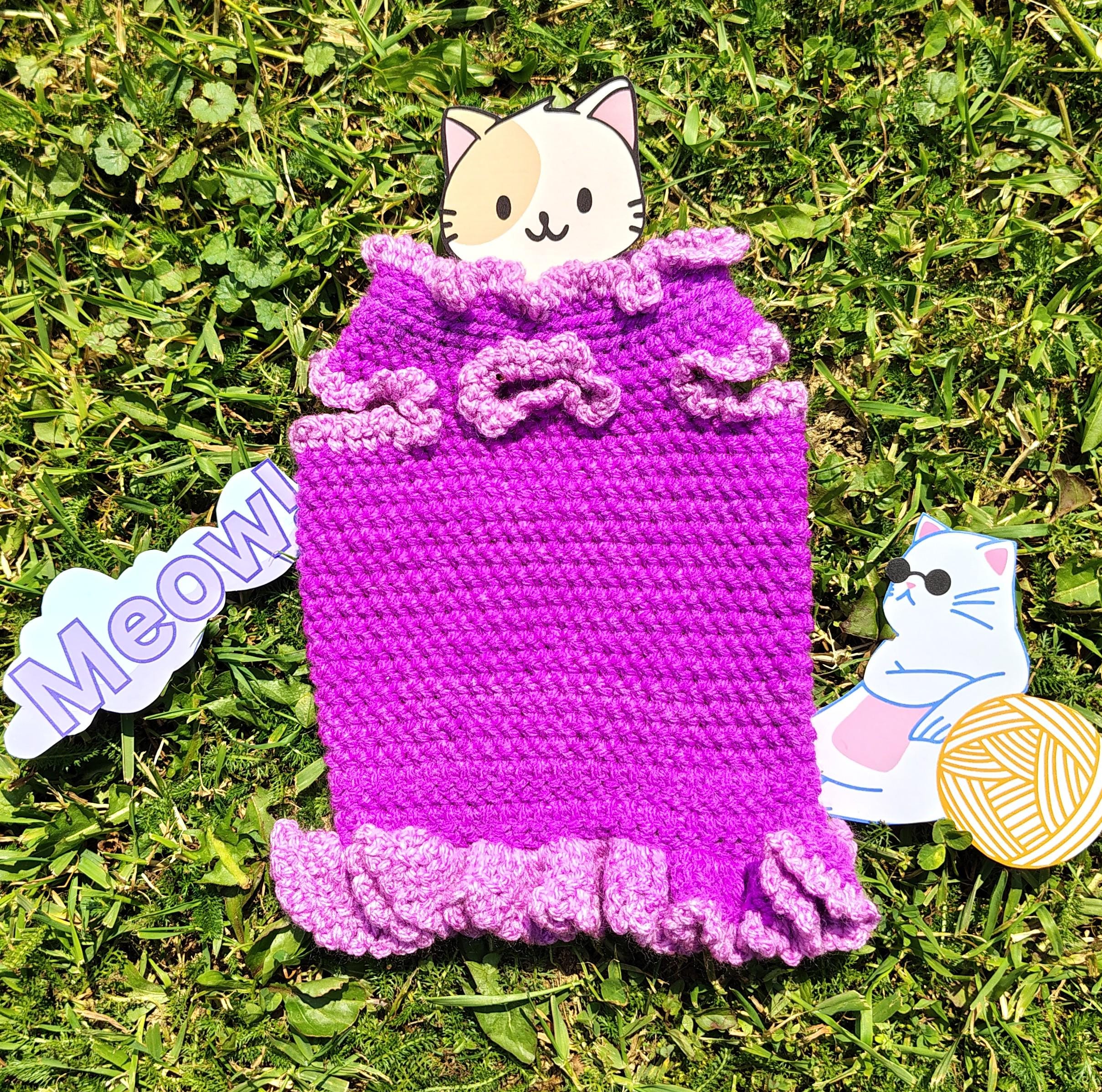 XS Dog Sweater, Tiny Pet Fashion, Small Dog Clothes, Purple Cat Sweater, Tiny Toy Dog Clothing, Crochet Pet Outfit