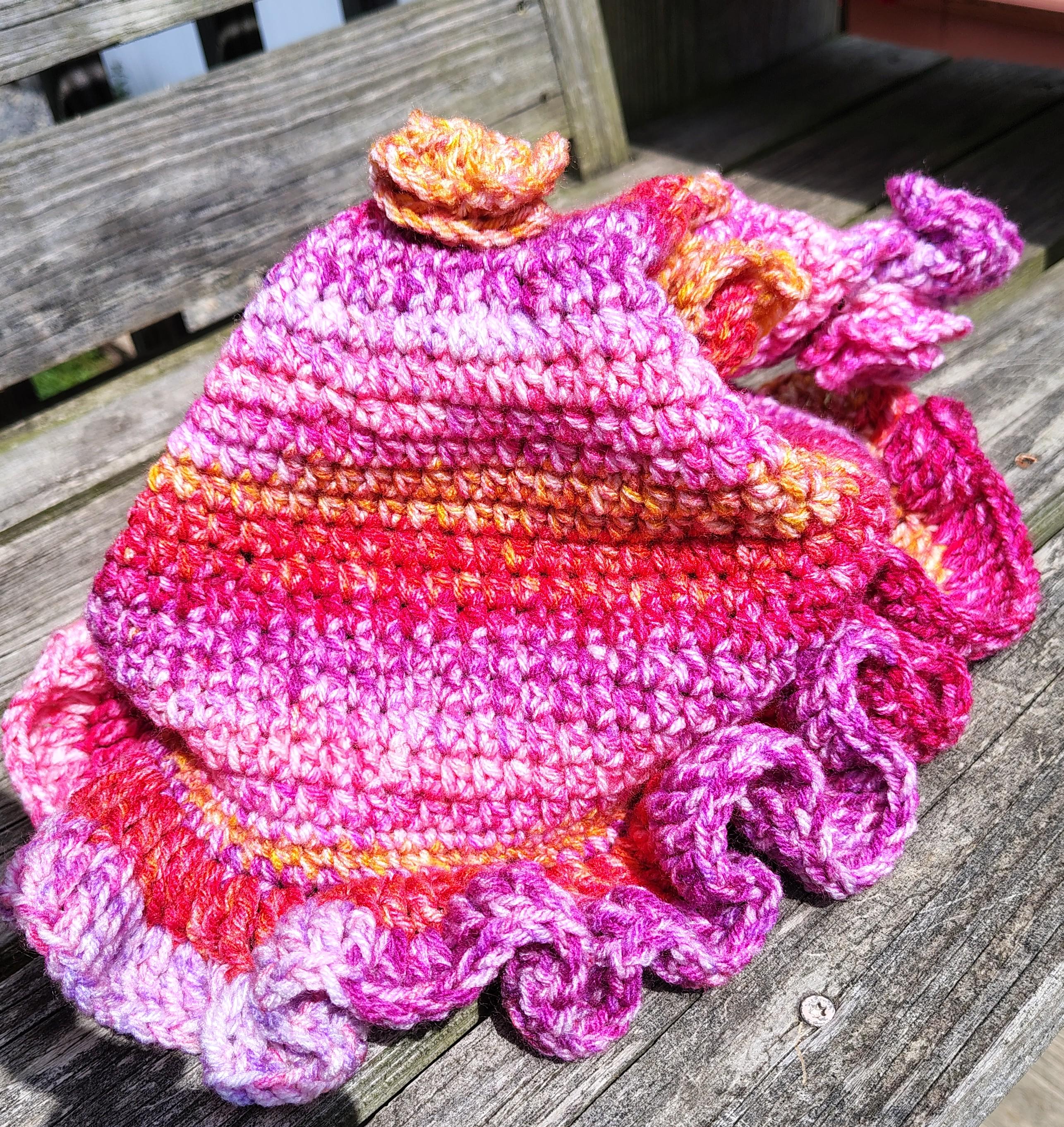 Handmade Crochet Twisted Rose Witch Hat: Witchy Costume - Thumbnail 4