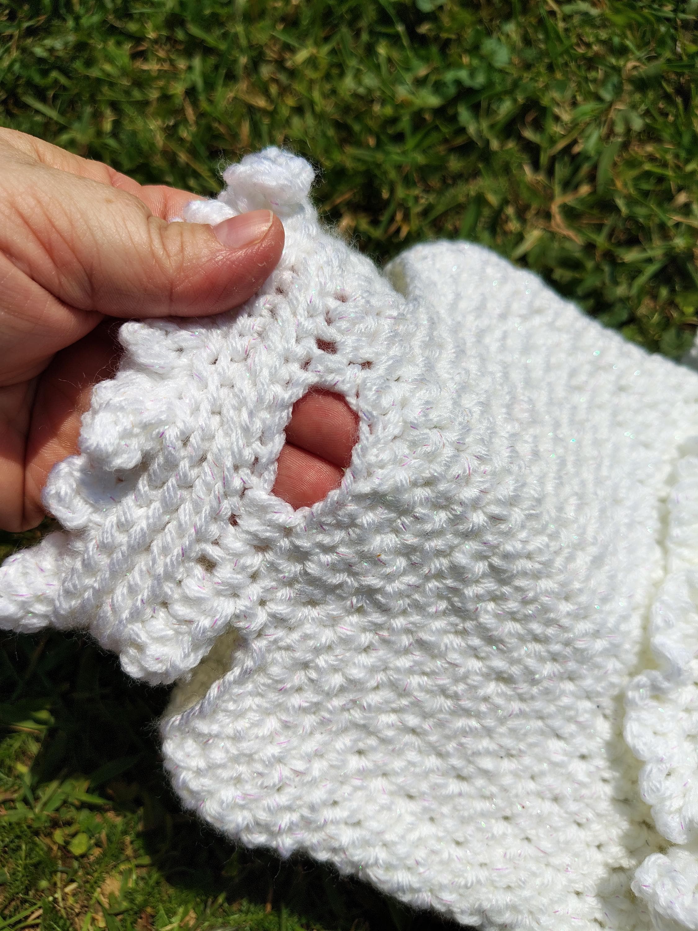 Dog Sweater Dress, Gift for Dog Owner,  Dog Wedding Attire, Pet Clothing, Boutique Dog Outfit, White Glitter Small Dog Dress - Thumbnail 4