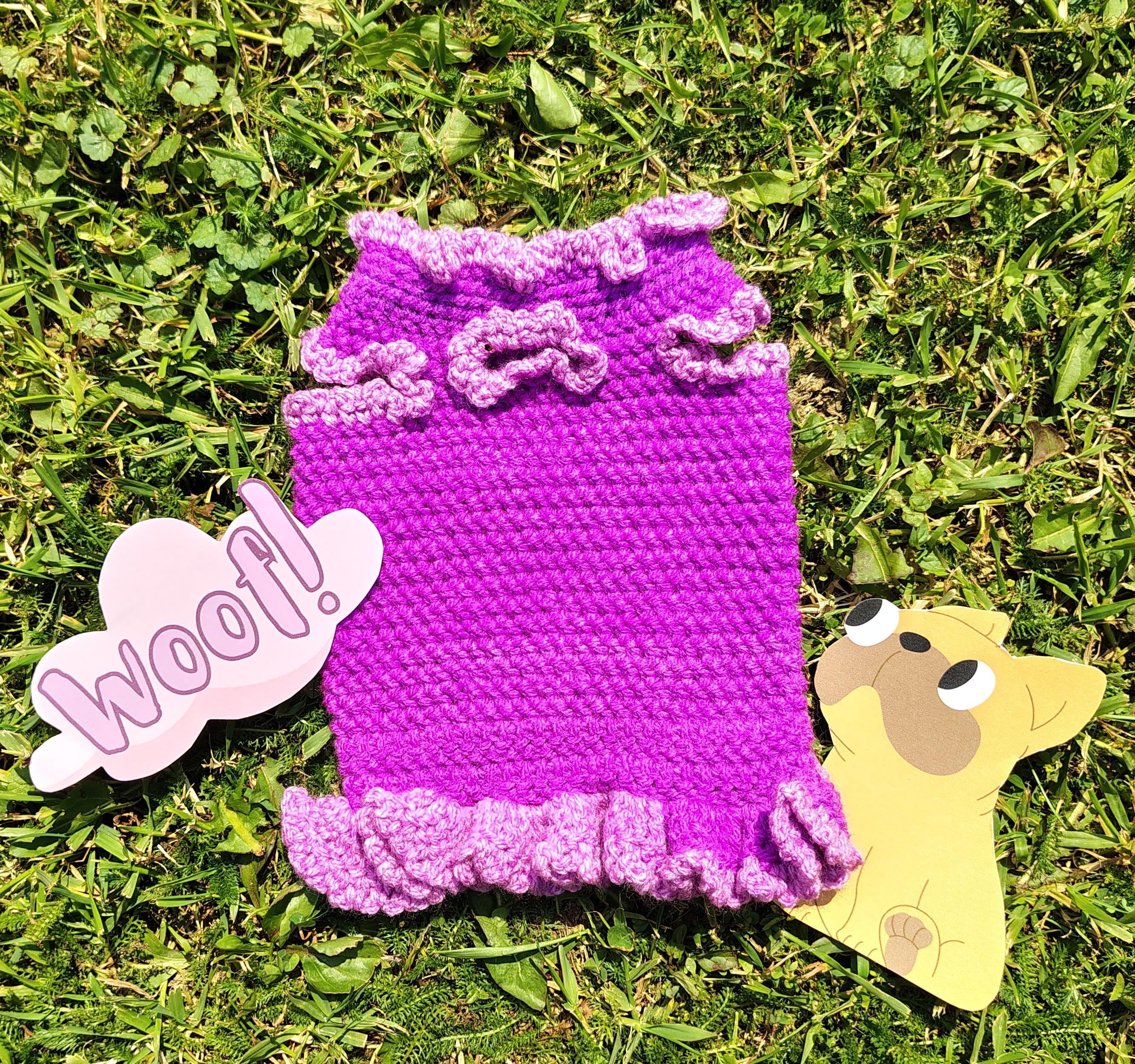 XS Dog Sweater, Tiny Pet Fashion, Small Dog Clothes, Purple Cat Sweater, Tiny Toy Dog Clothing, Crochet Pet Outfit - Thumbnail 2