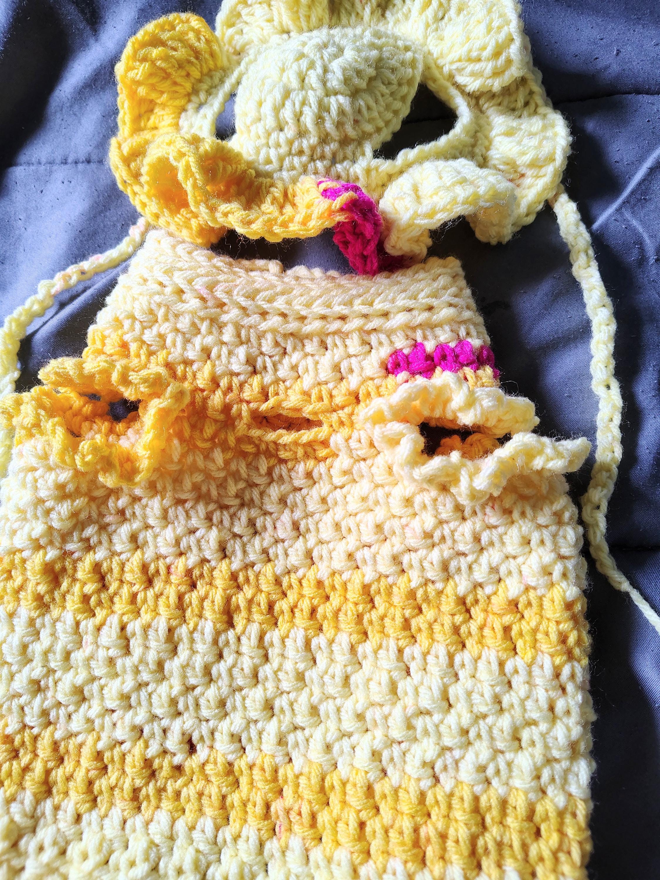Small Dog Dress with Matching Bucket Hat, Hand Crocheted Pet Fashion, Dog Hat, Pet Lover Gift, Dog Costume, Pet Summer Clothes, Dog Sweater - Thumbnail 5