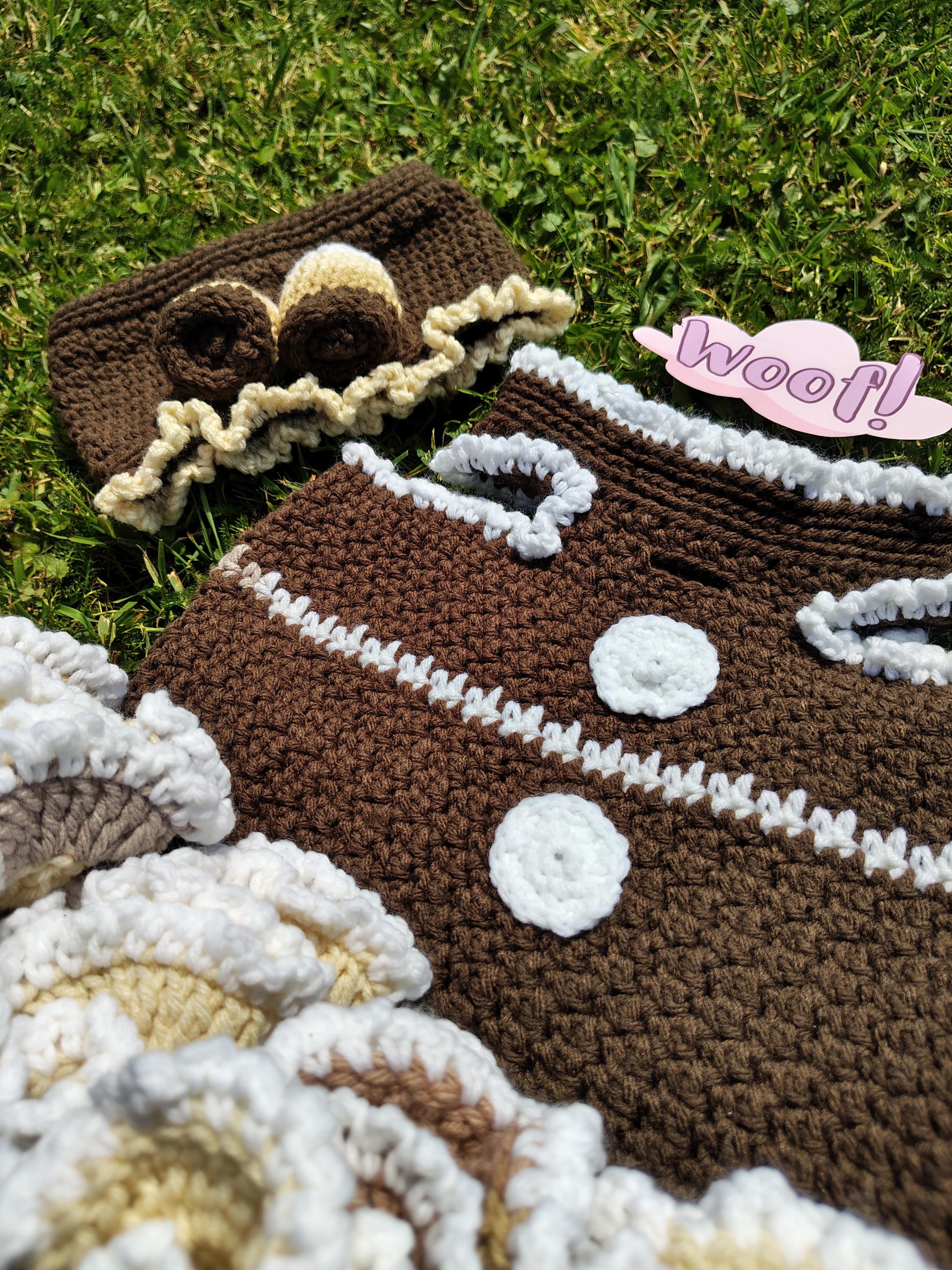Gingerbread Dog Sweater Dress, Holiday Dog Fashion, Pet Costume, Marshmallow Dog Hood, Boutique Dog Outfit, Set of 2 - Thumbnail 4