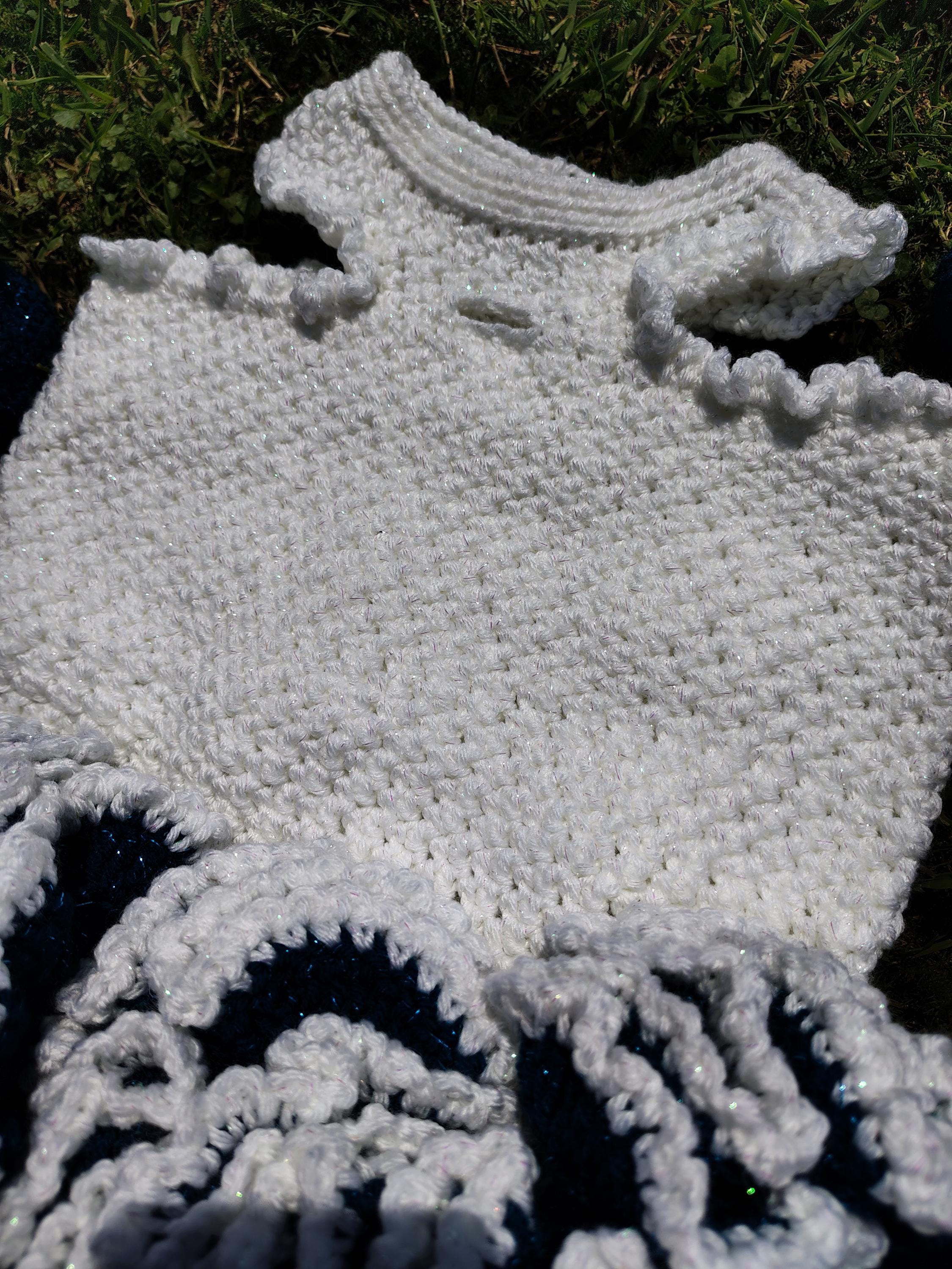 Medium Dog Dress, Crocheted Pet Clothing, Pet Wedding Dress, Hand Crocheted Full Ruffle Skirt Dog Dress with Matching Booties, Wedding Wear - Thumbnail 7