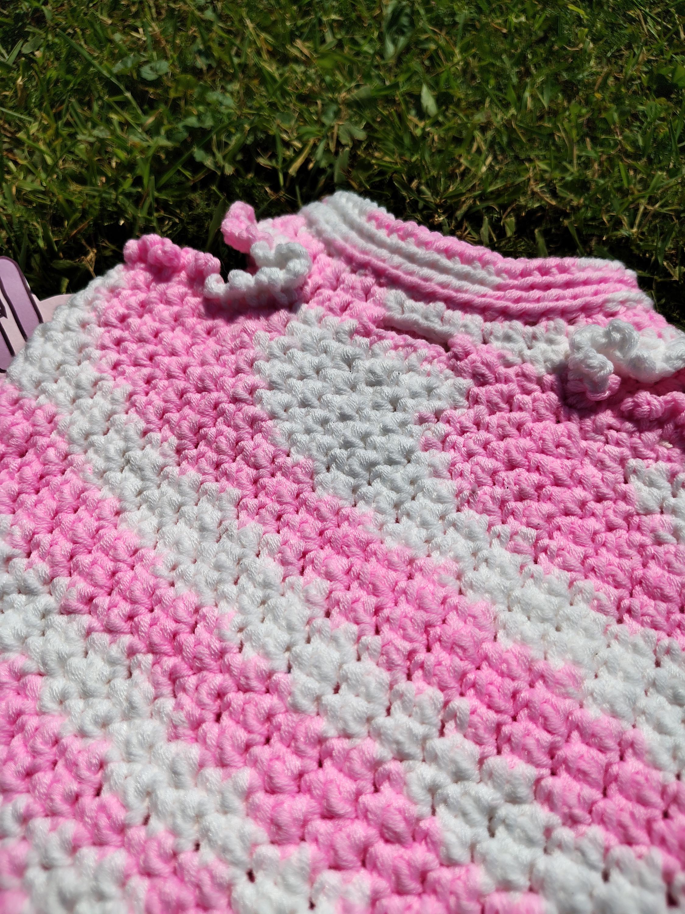 S Dog Sweater, Winter Clothes, Warm Pet Fashion, Crochet Dog Outfit, Small Pet Clothing, Pink & White Crochet Dog Costume - Thumbnail 4
