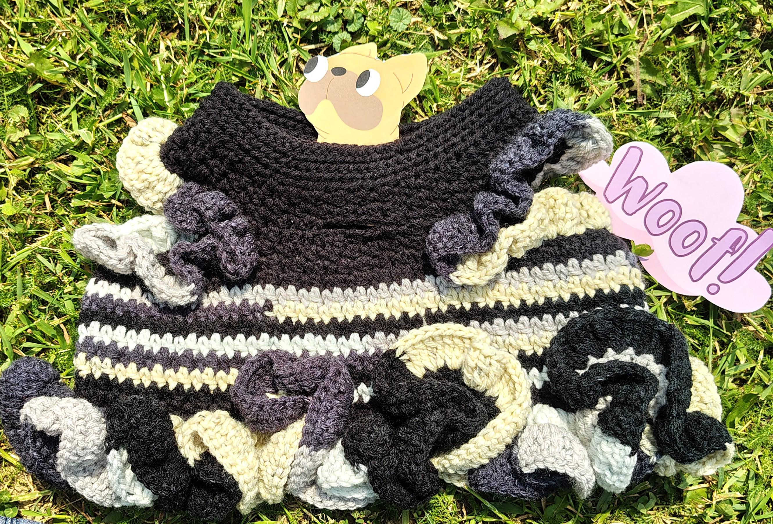 L Dog Sweater, Maternity Sweater, Dog Crop Top, Pet Lover Gift, Dog Clothes, Ruffled Crochet Sweater, Dog Pregnancy Shirt