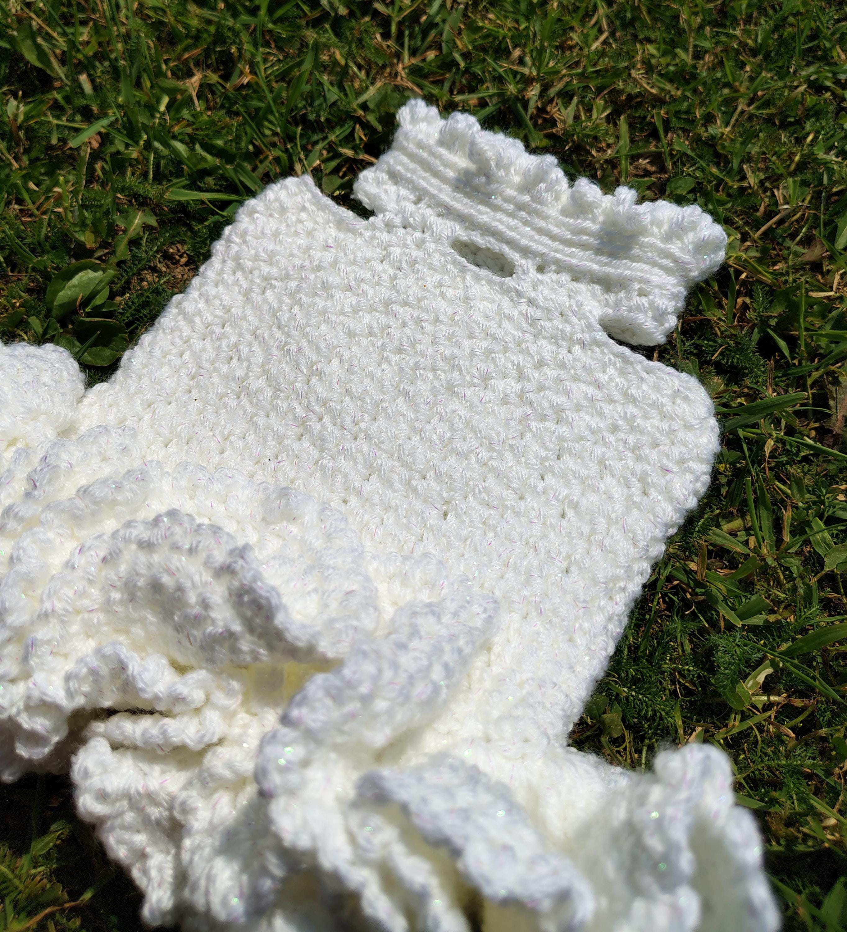 Dog Sweater Dress, Gift for Dog Owner,  Dog Wedding Attire, Pet Clothing, Boutique Dog Outfit, White Glitter Small Dog Dress - Thumbnail 2
