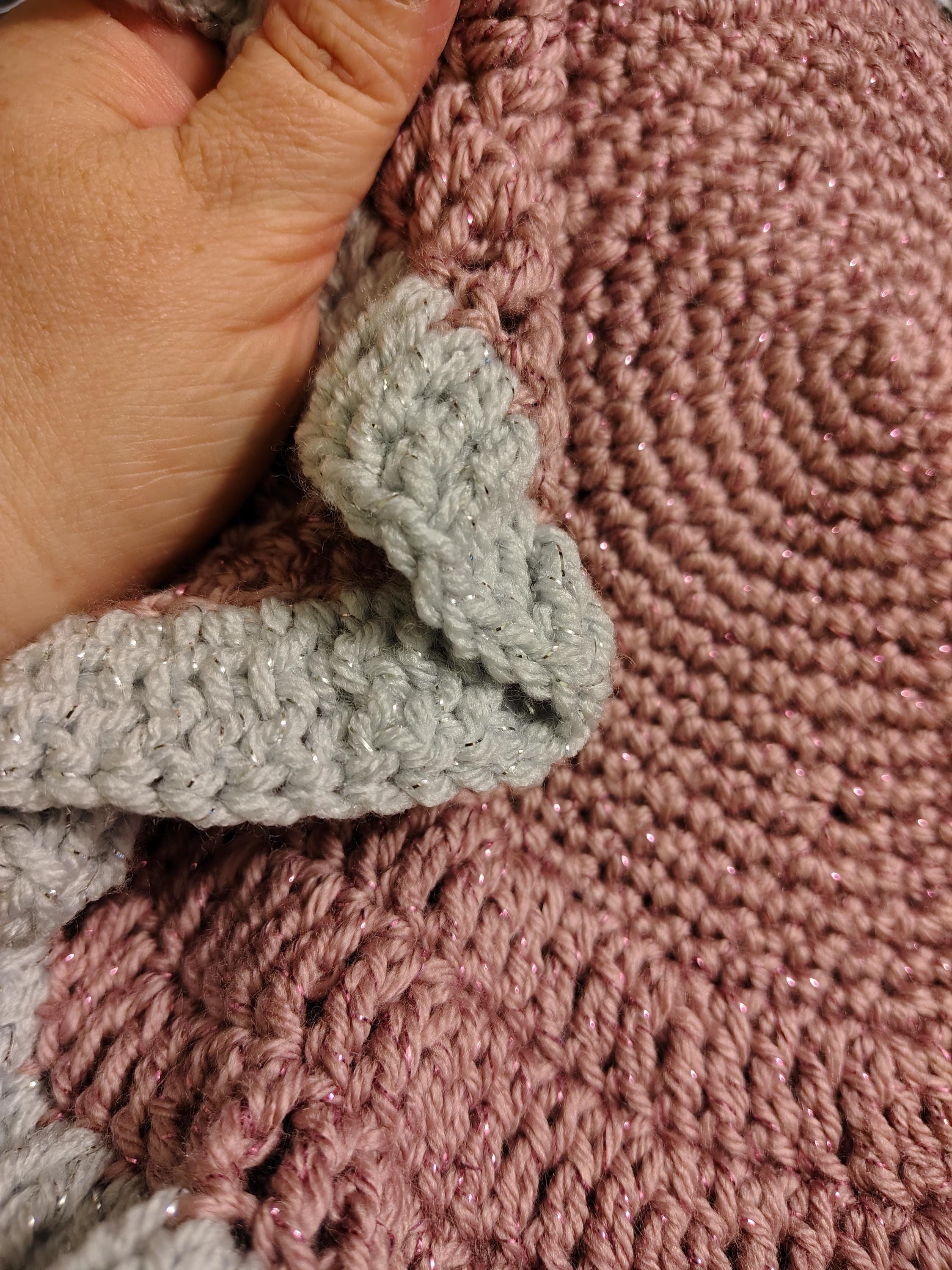 Handmade Crochet Altar Cloth | Witchcraft Decor | Pagan Wiccan Altar Accessory | Pink & Silver - Thumbnail 4