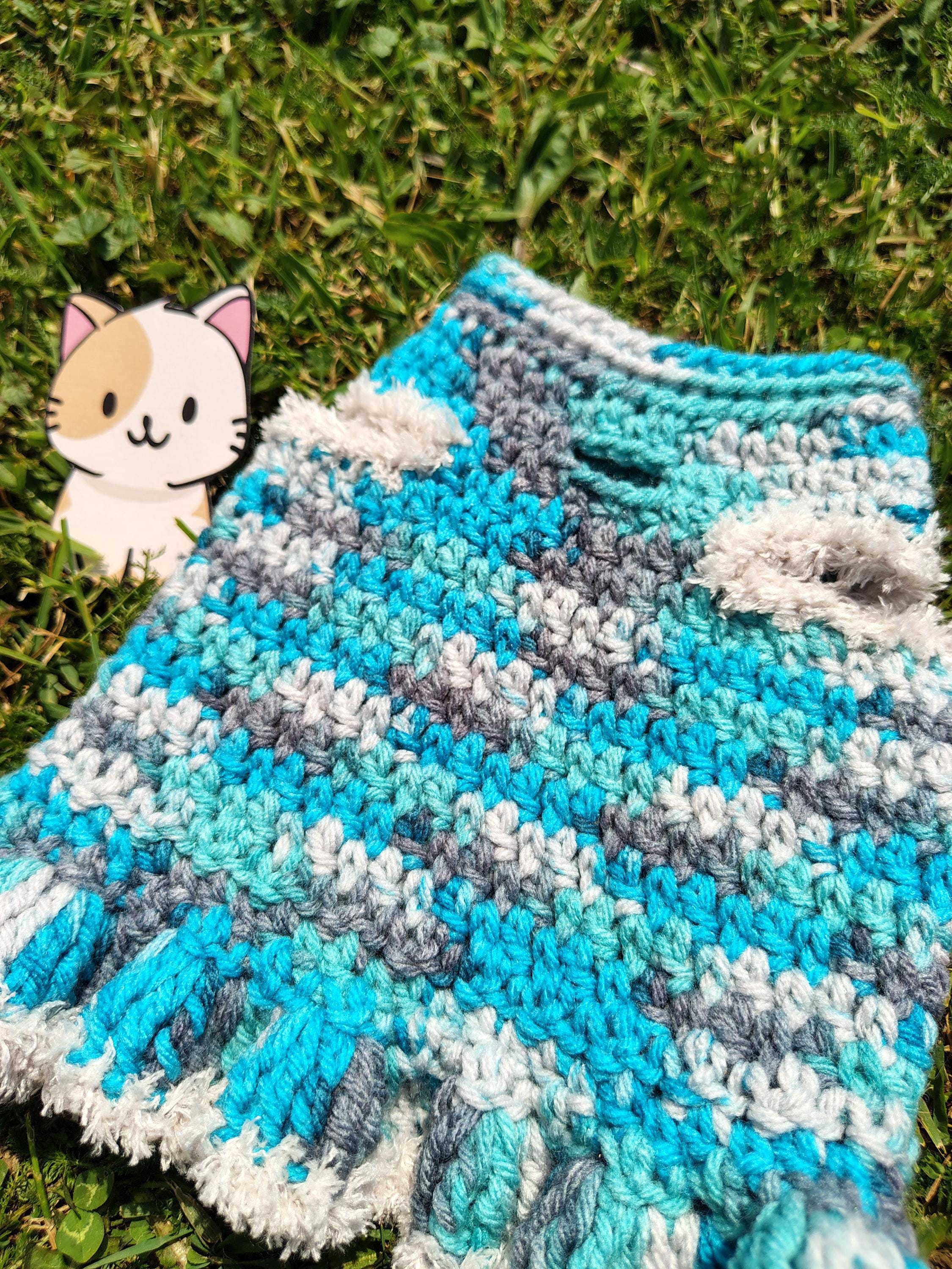 XS Dog Sweater Dress, Tiny Dog Ruffled Skirt, Boutique Dog Outfit, Dog Winter Clothing, Blue & Grey Dog Dress - Thumbnail 5