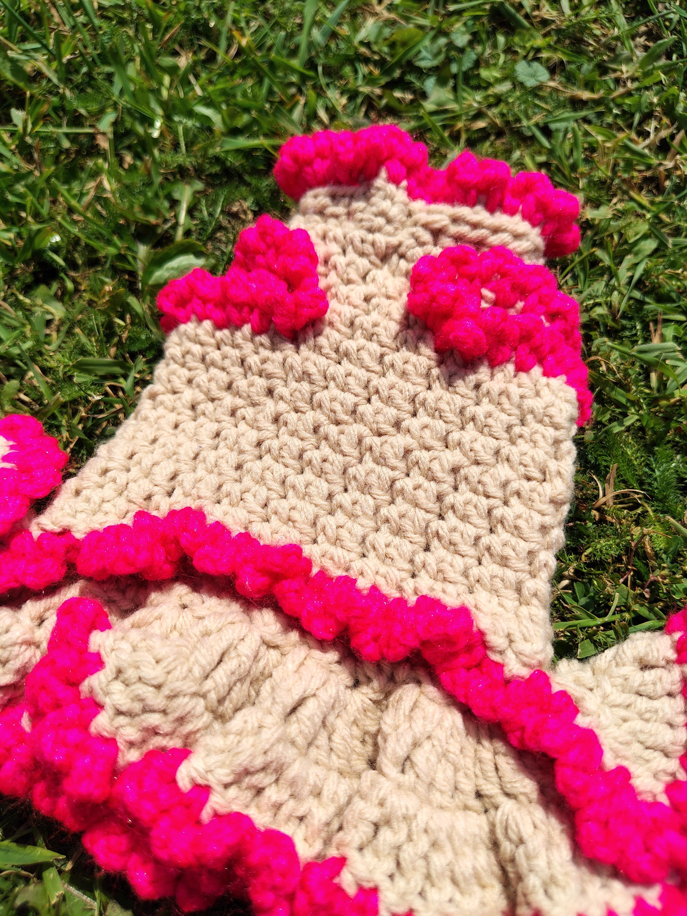 Dog Sweater, Cute Pet Clothes, Dog Boutique Dress, Crochet Pet Outfit, Tan & Pink Dog Sweater, Cat Sweater - Thumbnail 2
